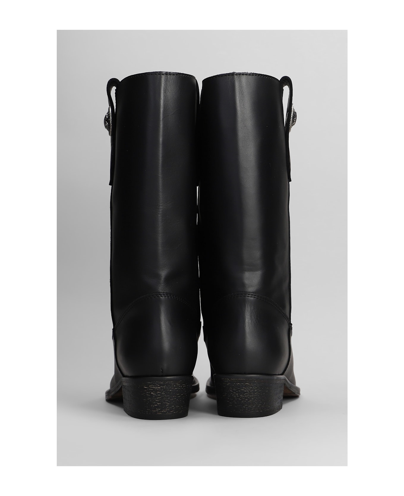 Via Roma 15 Texan Ankle Boots In Black Leather - black