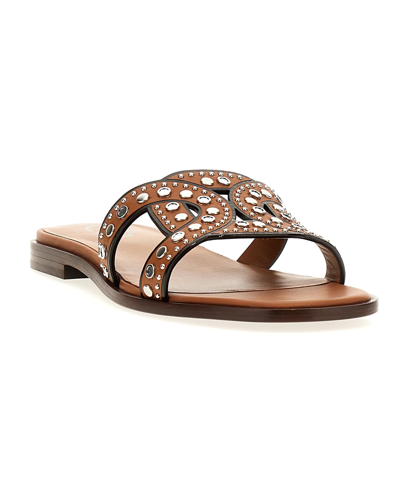 Tod's Maxi Catena Leather Sandals - Brown