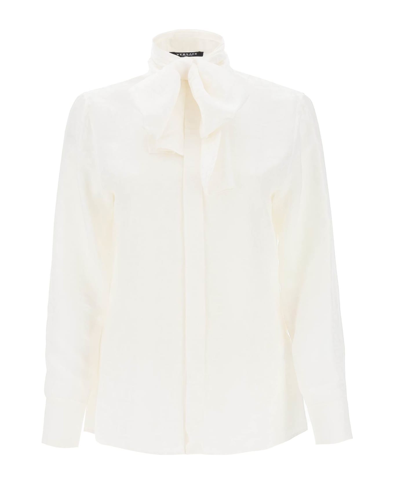 Versace Shirt With Flake And Allover Logo - White ブラウス