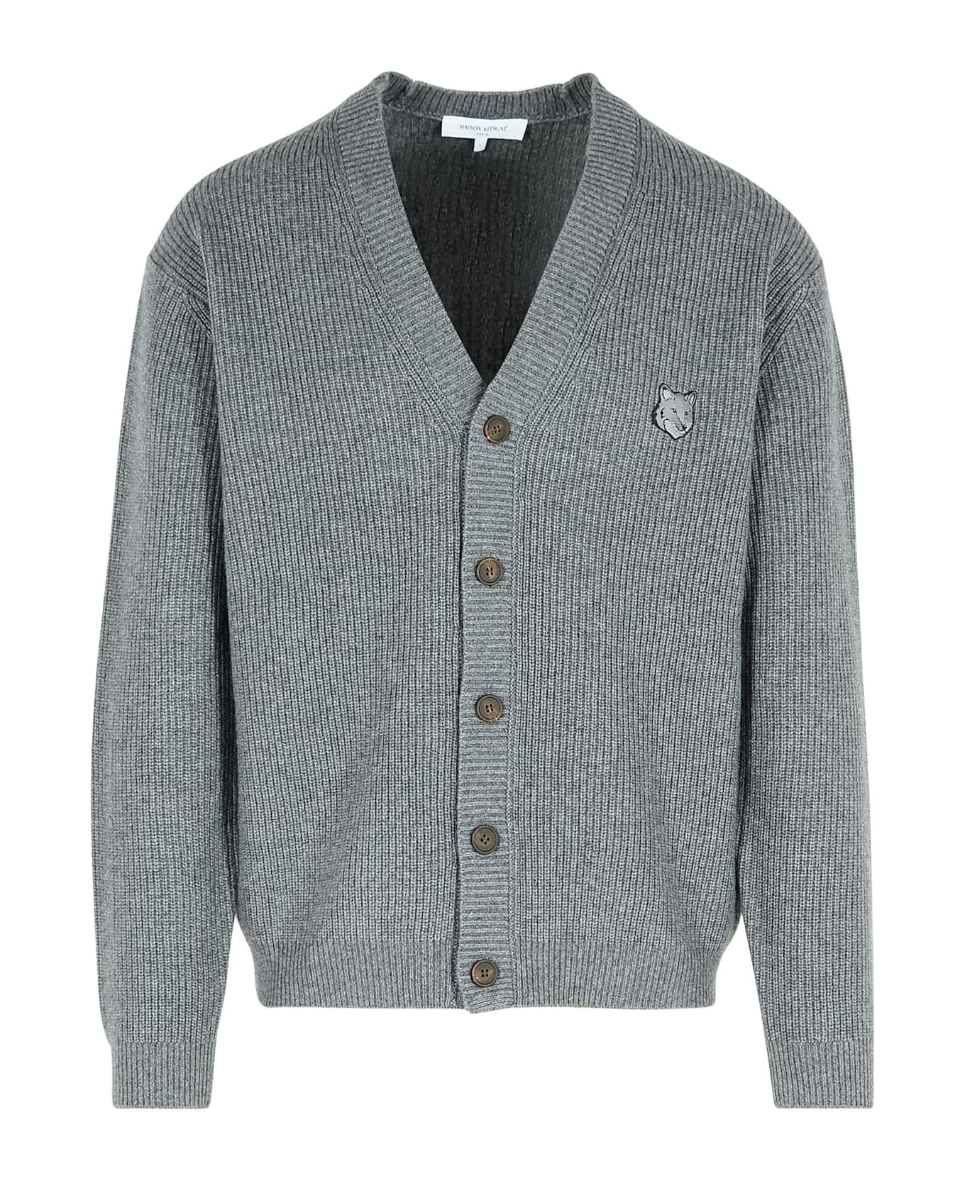 Maison Kitsuné Grey Wool Blend Cardigan - GREY