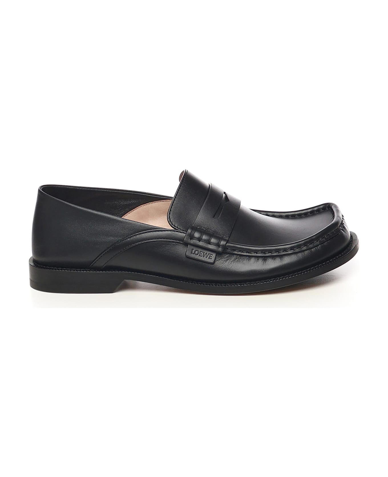 Loewe Campo Flap Back Loafers In Calfskin - Black