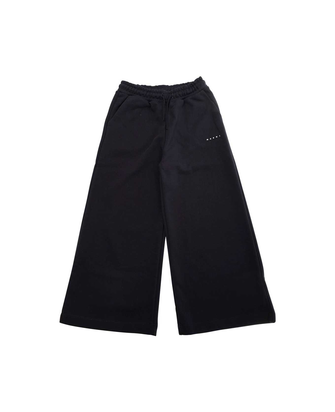 Marni Blue Pants With Logo Lettering On The Front In Cotton Girls - Blu