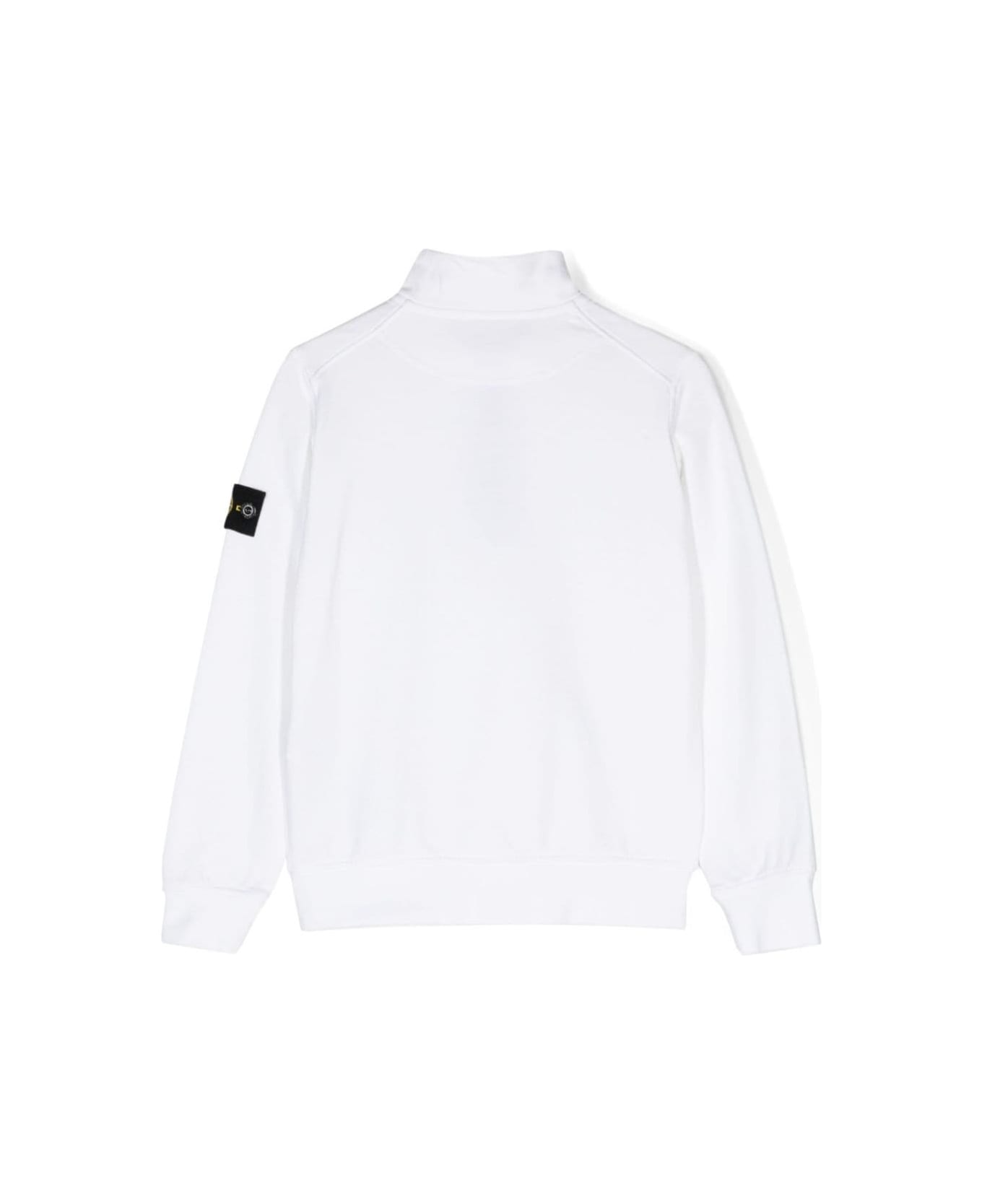 Stone Island Junior White Sweatshirt With Zip In Cotton Boy - White ニットウェア＆スウェットシャツ