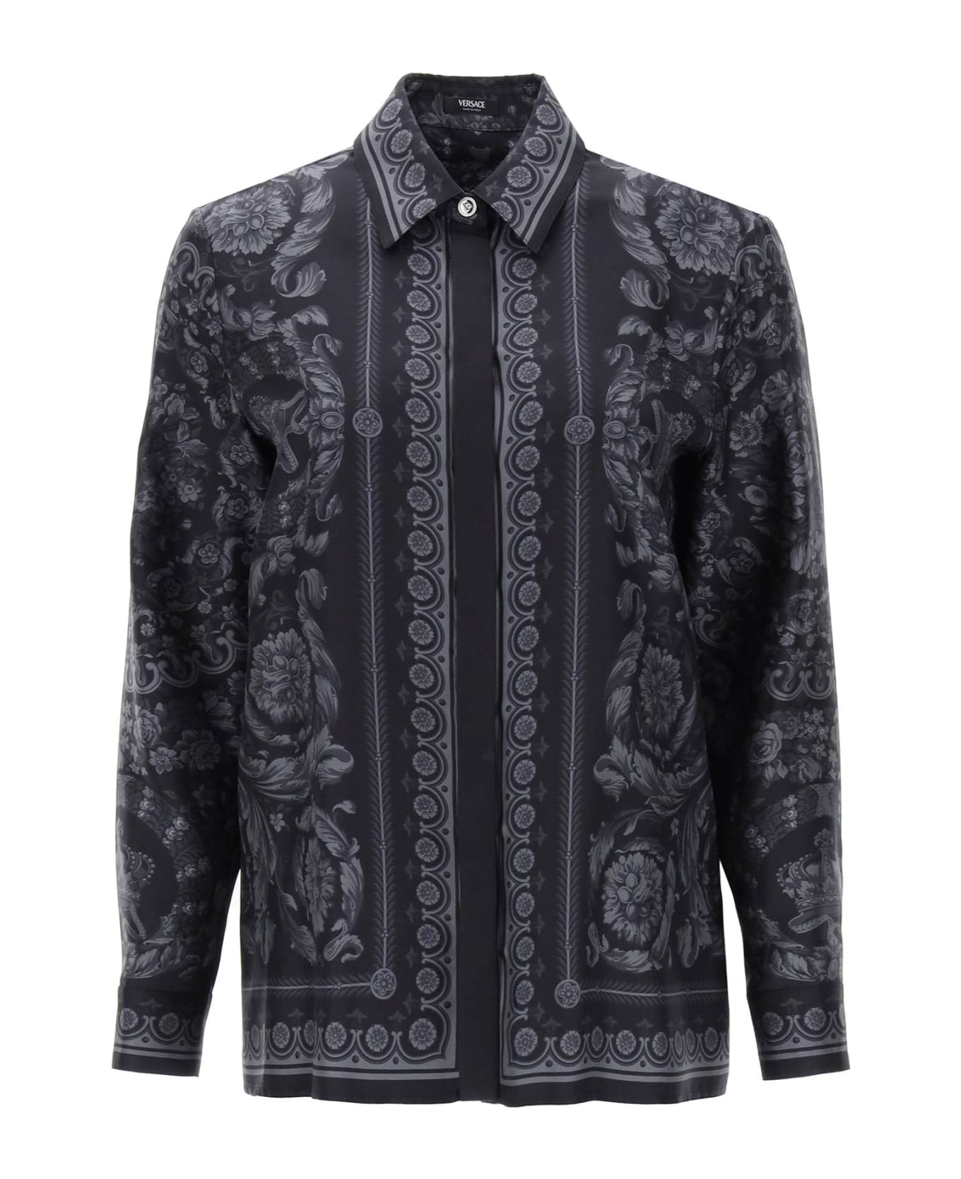 Versace Barocco Shirt In Crepe De Chine - Black シャツ