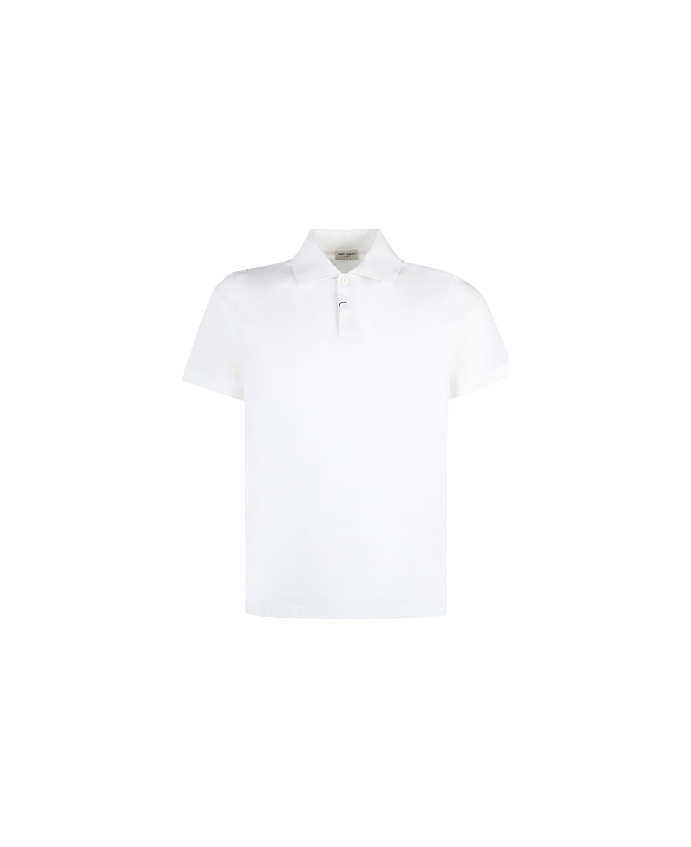 Saint Laurent Short-sleeved Cotton Polo Shirt - White