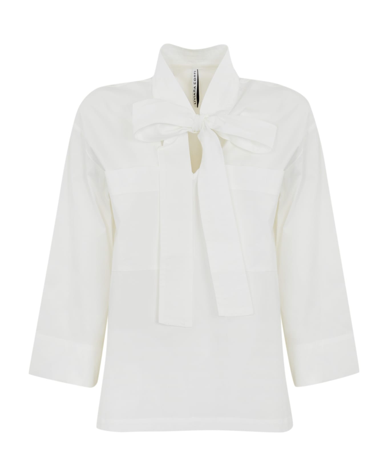 Liviana Conti Kimono Blouse With Cotton Bow - Bianco