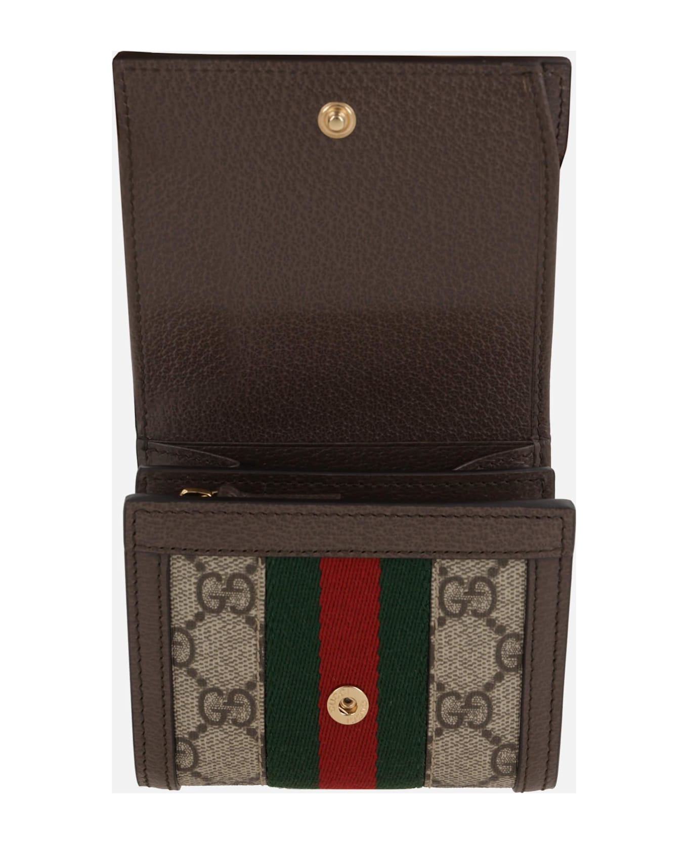 Gucci Ophidia Card Case Wallet In Gg Supreme Canvas - Acero