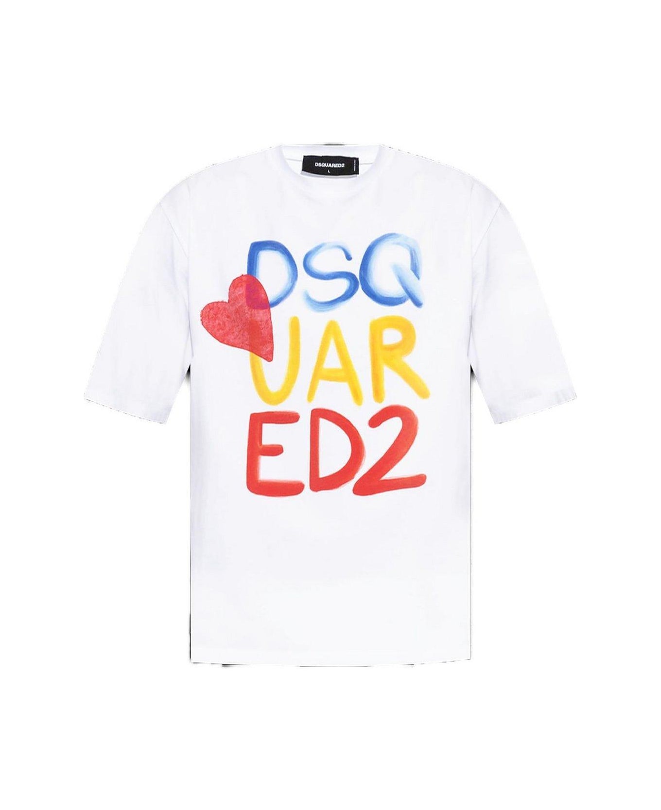 Dsquared2 Summer Lovers Logo Printed Loose Fit T-shirt - WHITE
