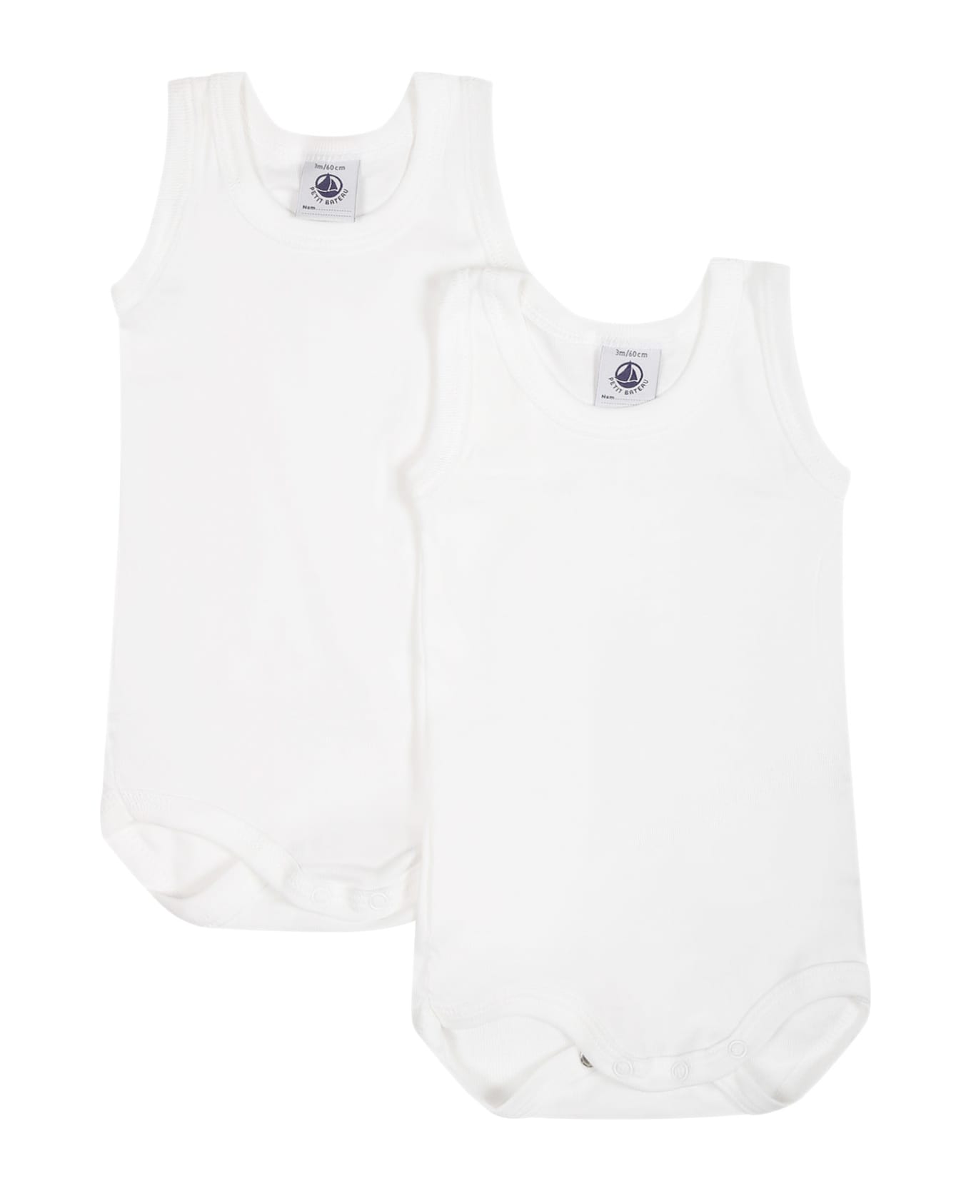Petit Bateau Set Of White Bodysuits For Baby Kids - White