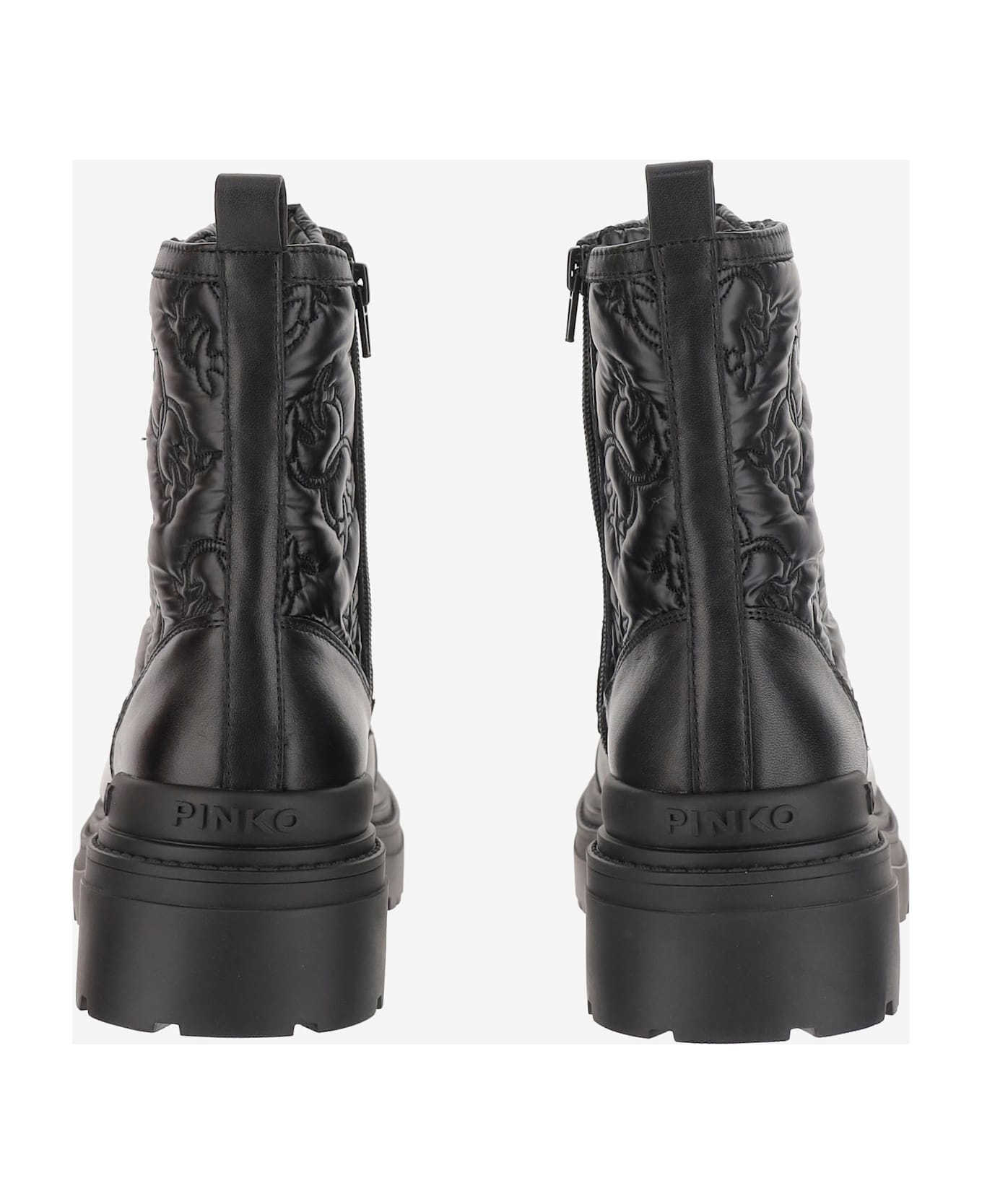 Pinko Mia 25 Leather Quilted Ankle Boots - Black