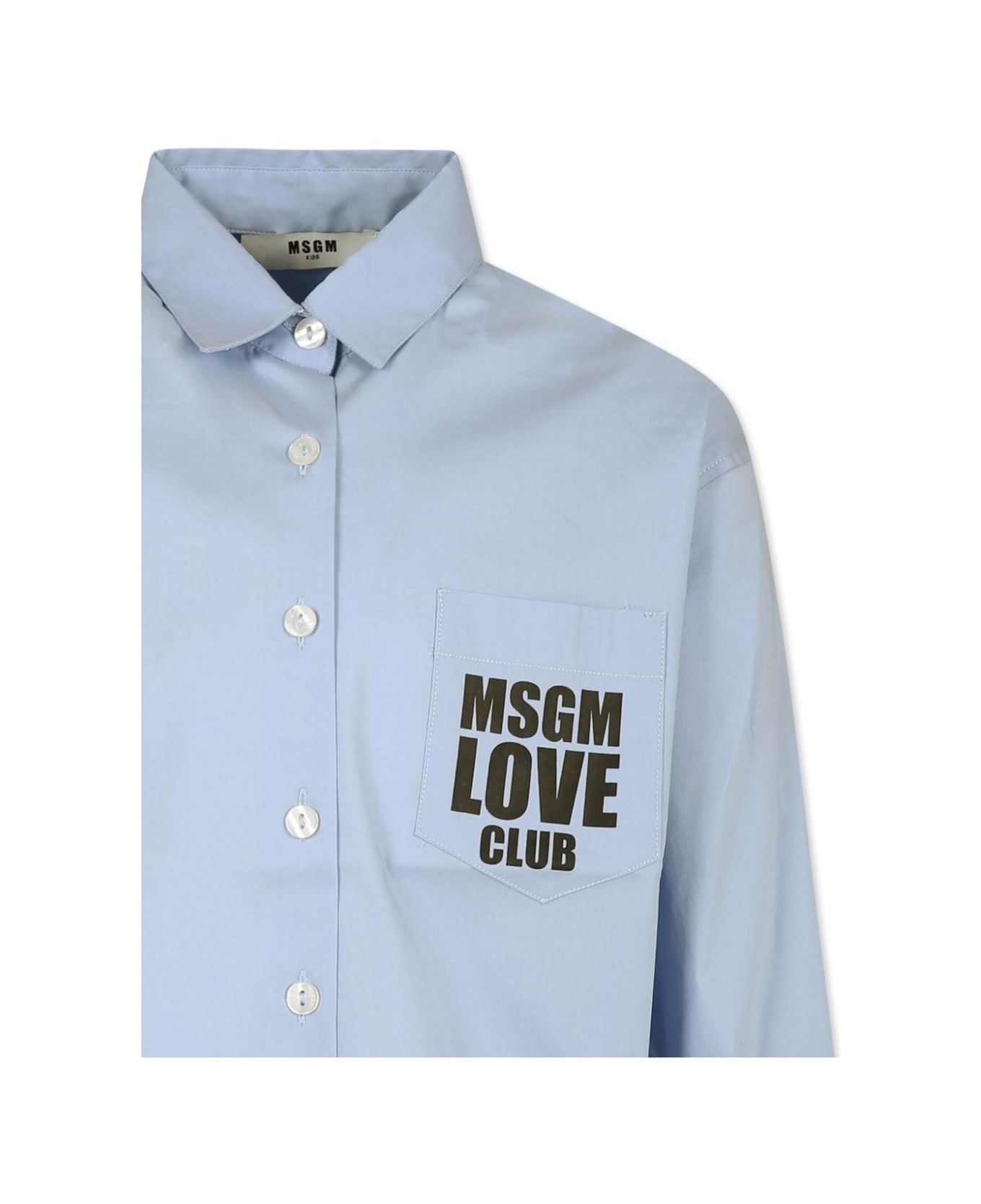 MSGM Chemisier Con Stampa - Light blue ワンピース＆ドレス