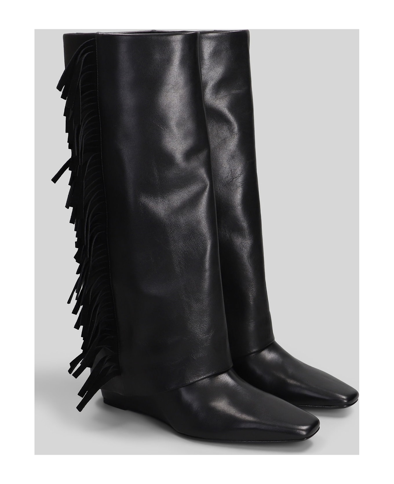 Simkhai Quinn Low Heels Boots In Black Leather - Black