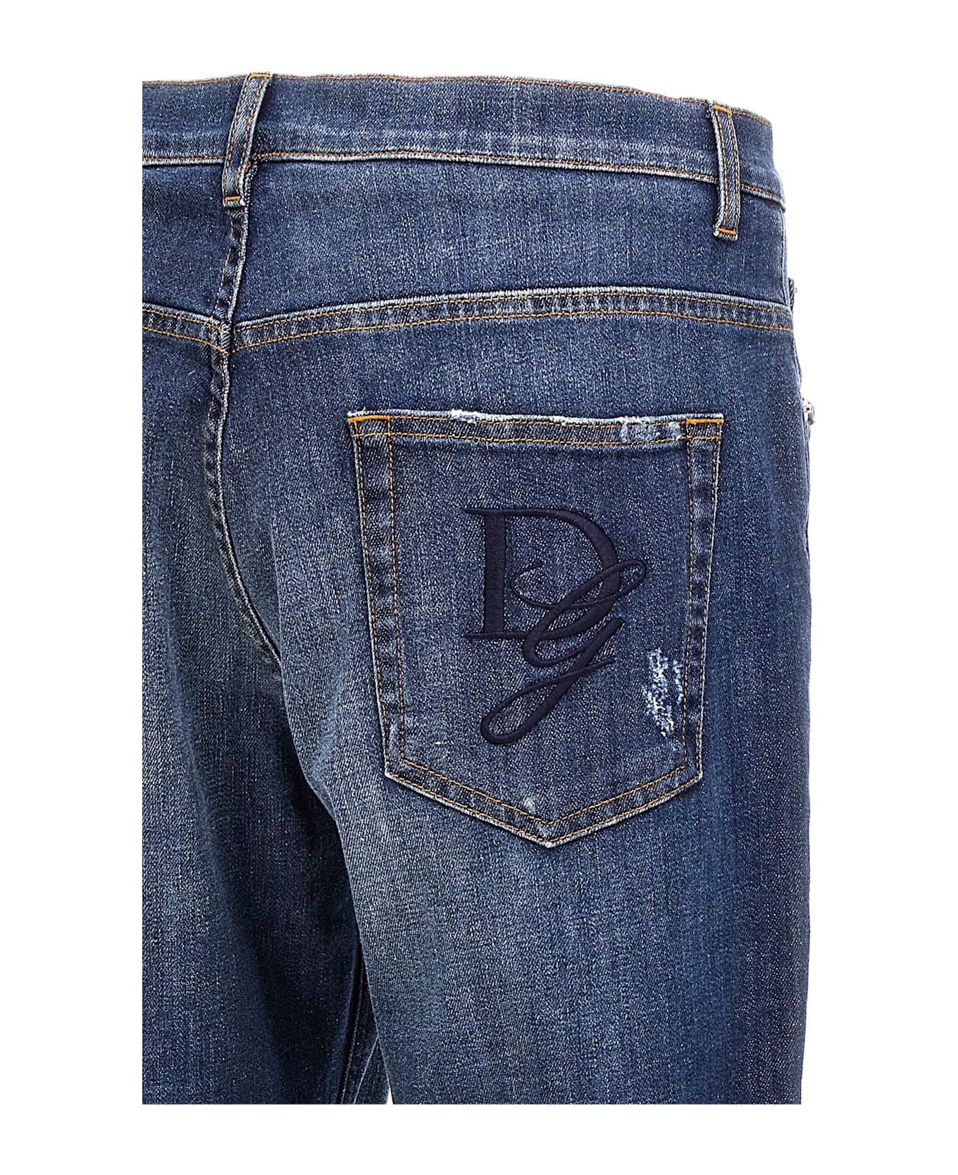 Dolce 
Gabbana Logo Embroidery Jeans - Blue