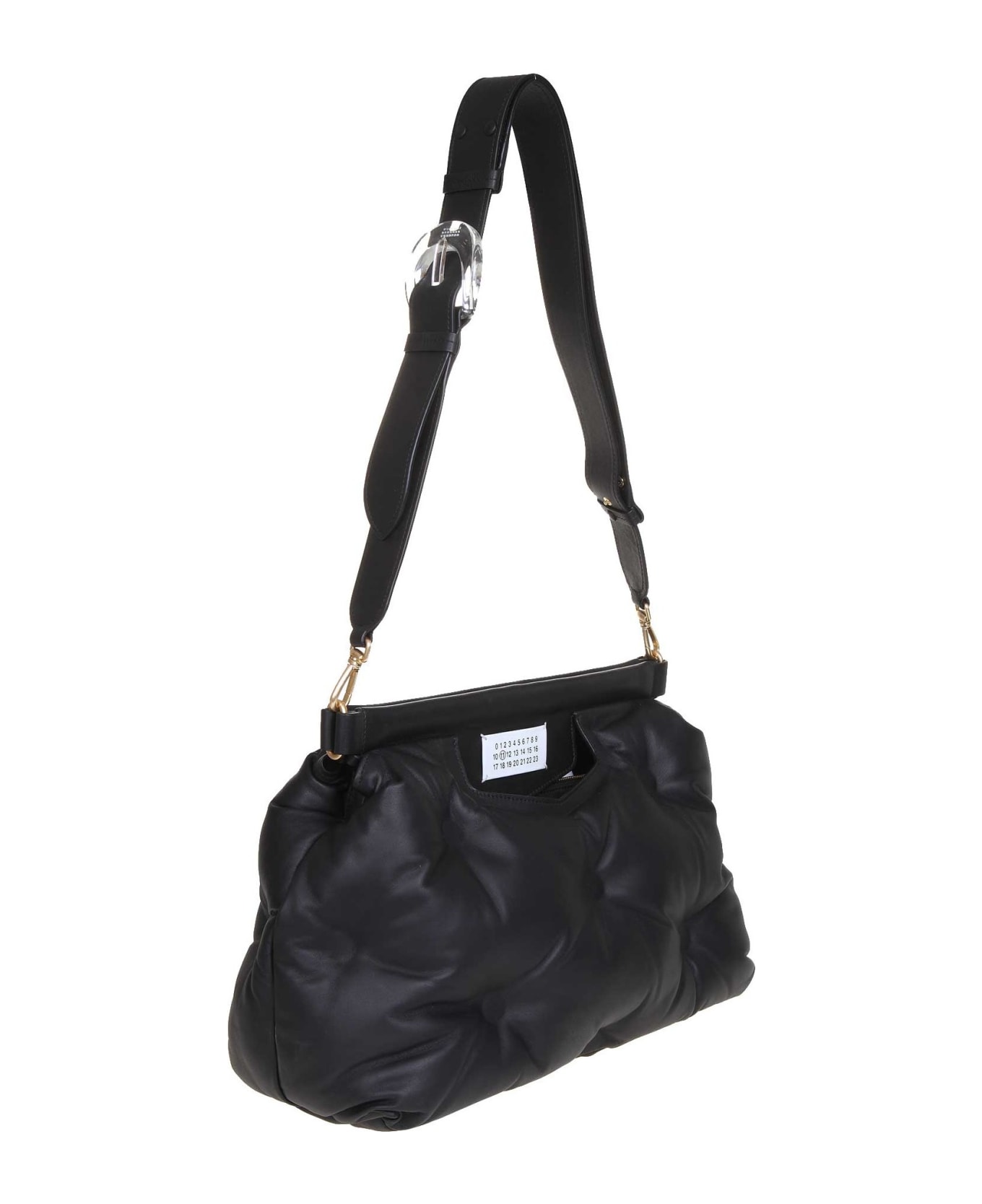 Maison Margiela Glam Slam Handbag In Soft Black Leather - Black