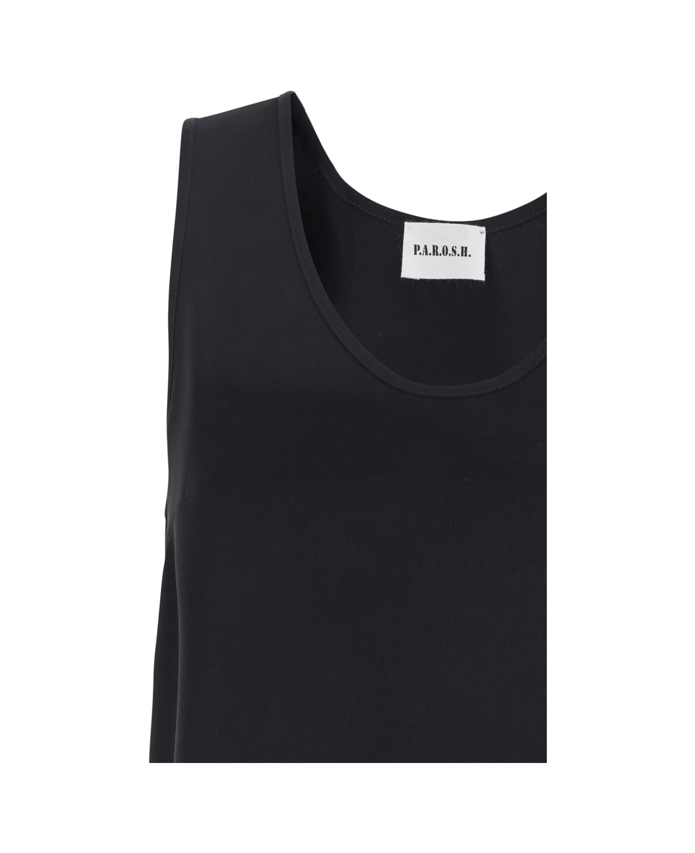 Parosh Black Sleeveless Top With Round Neck In Tech Fabric Woman - Black