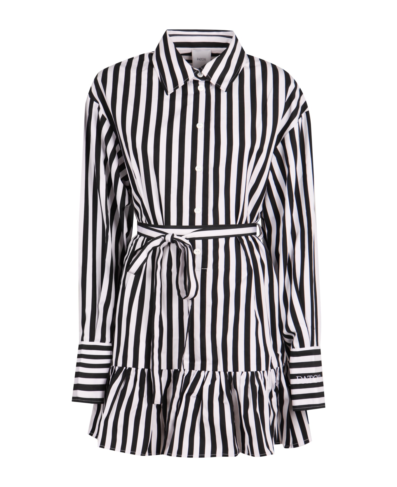 Patou Striped Cotton Shirtdress - black