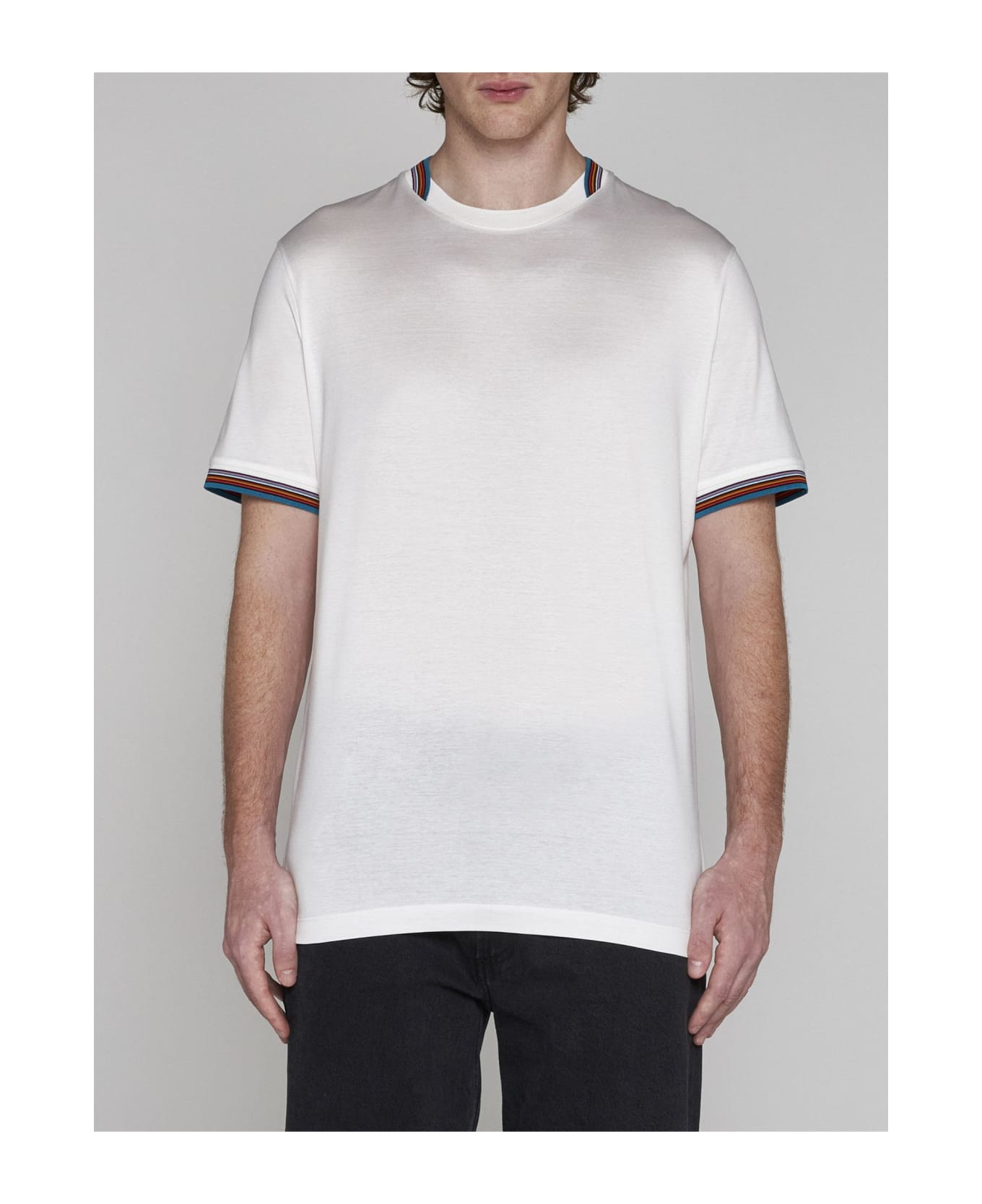 Paul Smith Stripe Detail Cotton T-shirt - WHITE