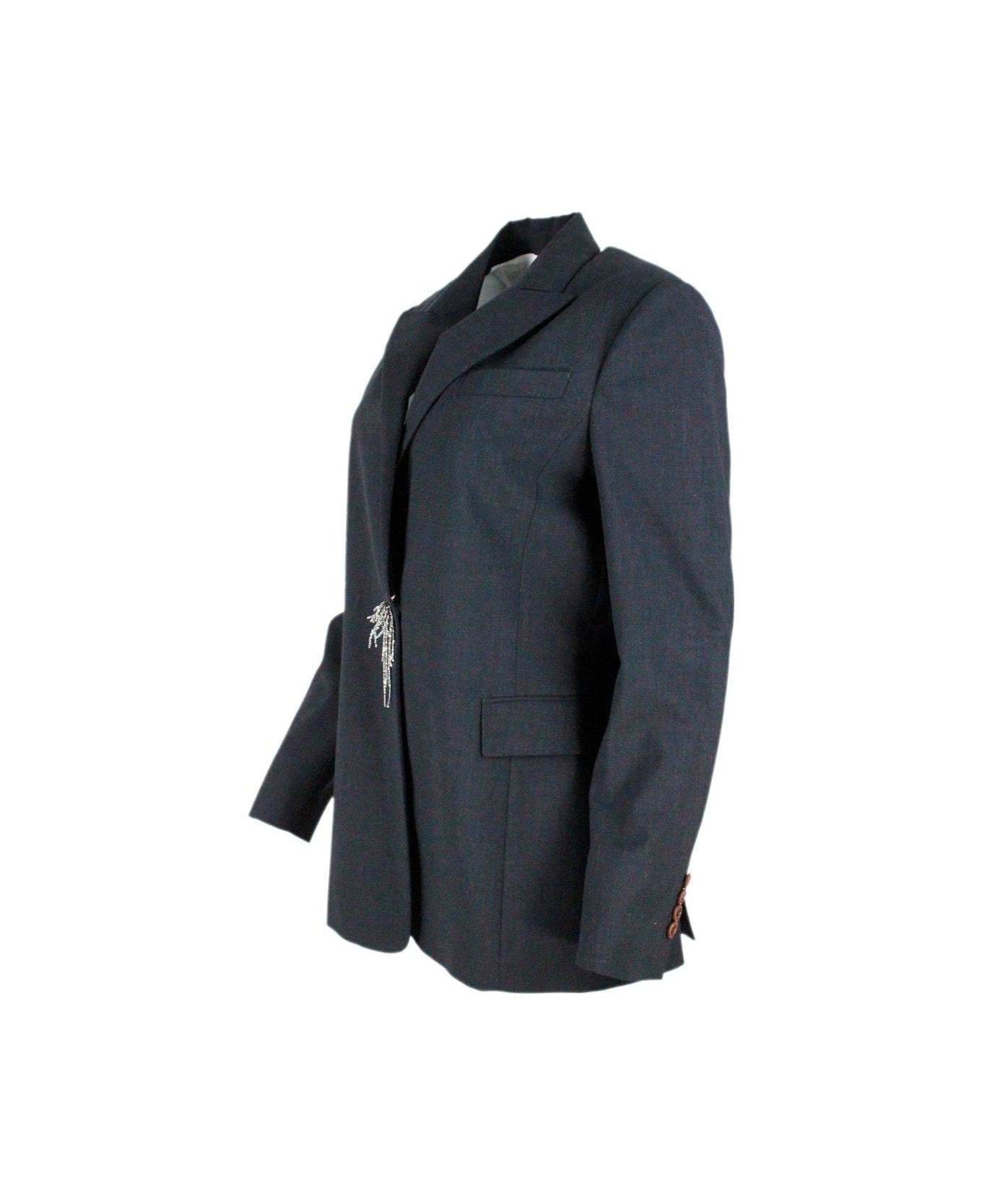 Brunello Cucinelli Pin Embellished Tailored Blazer - Grey Dark ブレザー