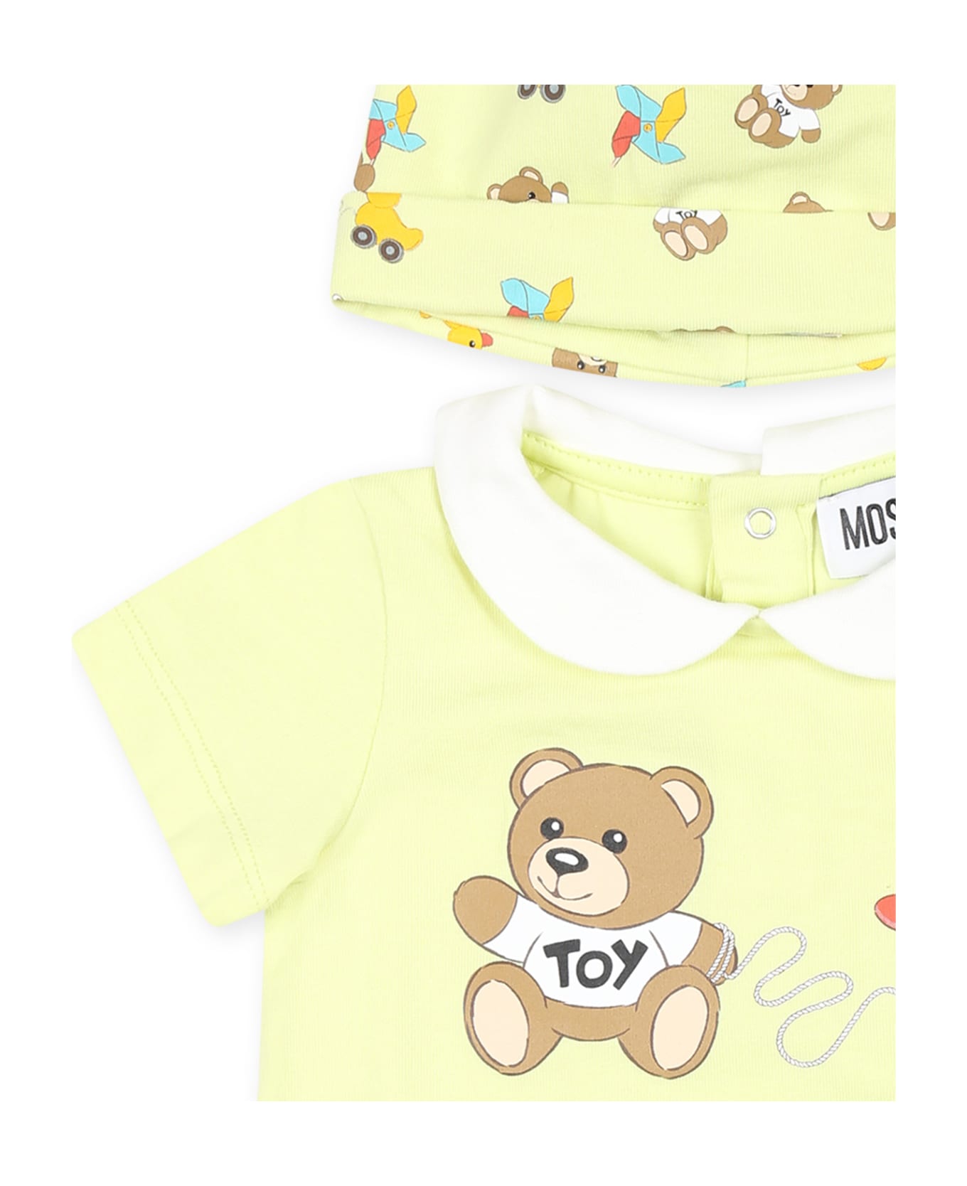 Moschino Yellow Romper Set For Babykids With Teddy Bear - Yellow
