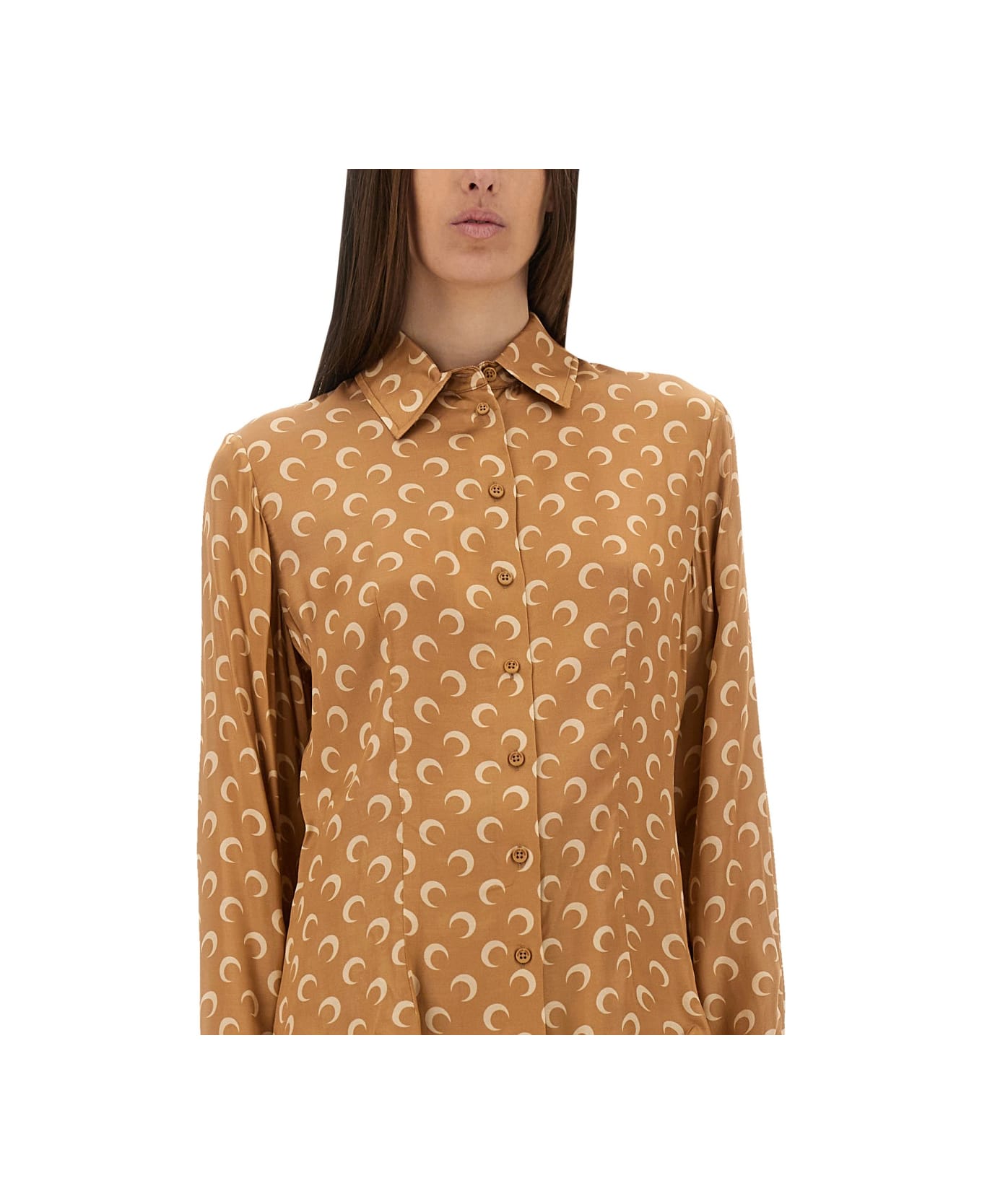 Marine Serre "moon" Satin Shirt - BEIGE