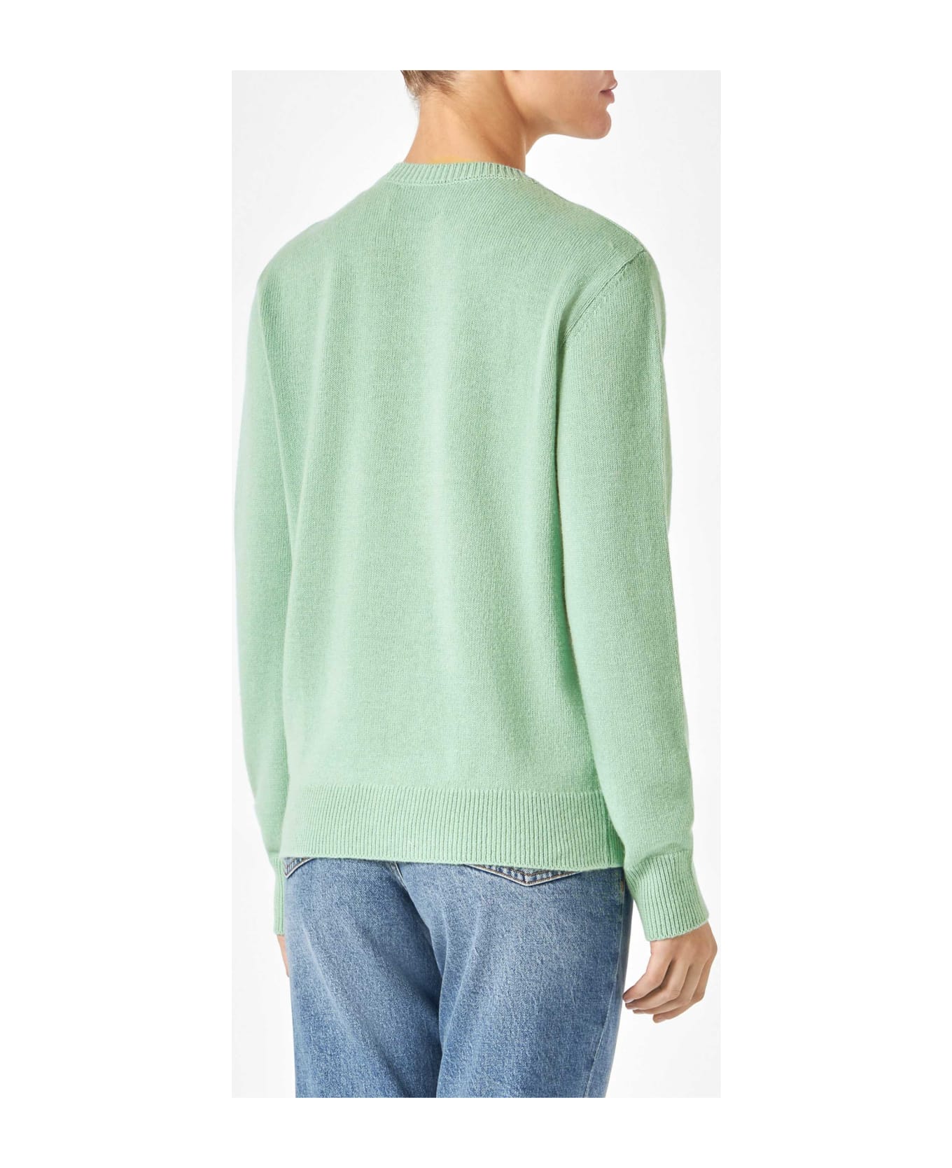 MC2 Saint Barth Woman Green Sweater With Jacquard Print | Niki Dj Special Edition - GREEN