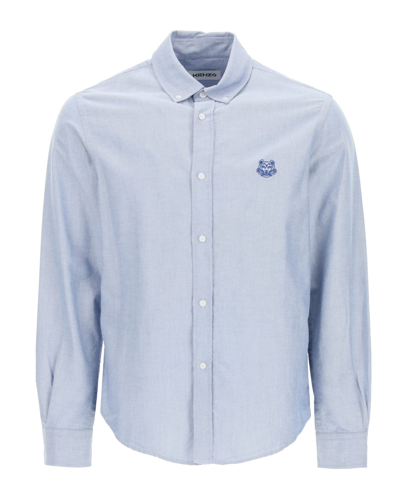 Kenzo Shirt With Tiger Crest Embroidery - Blu
