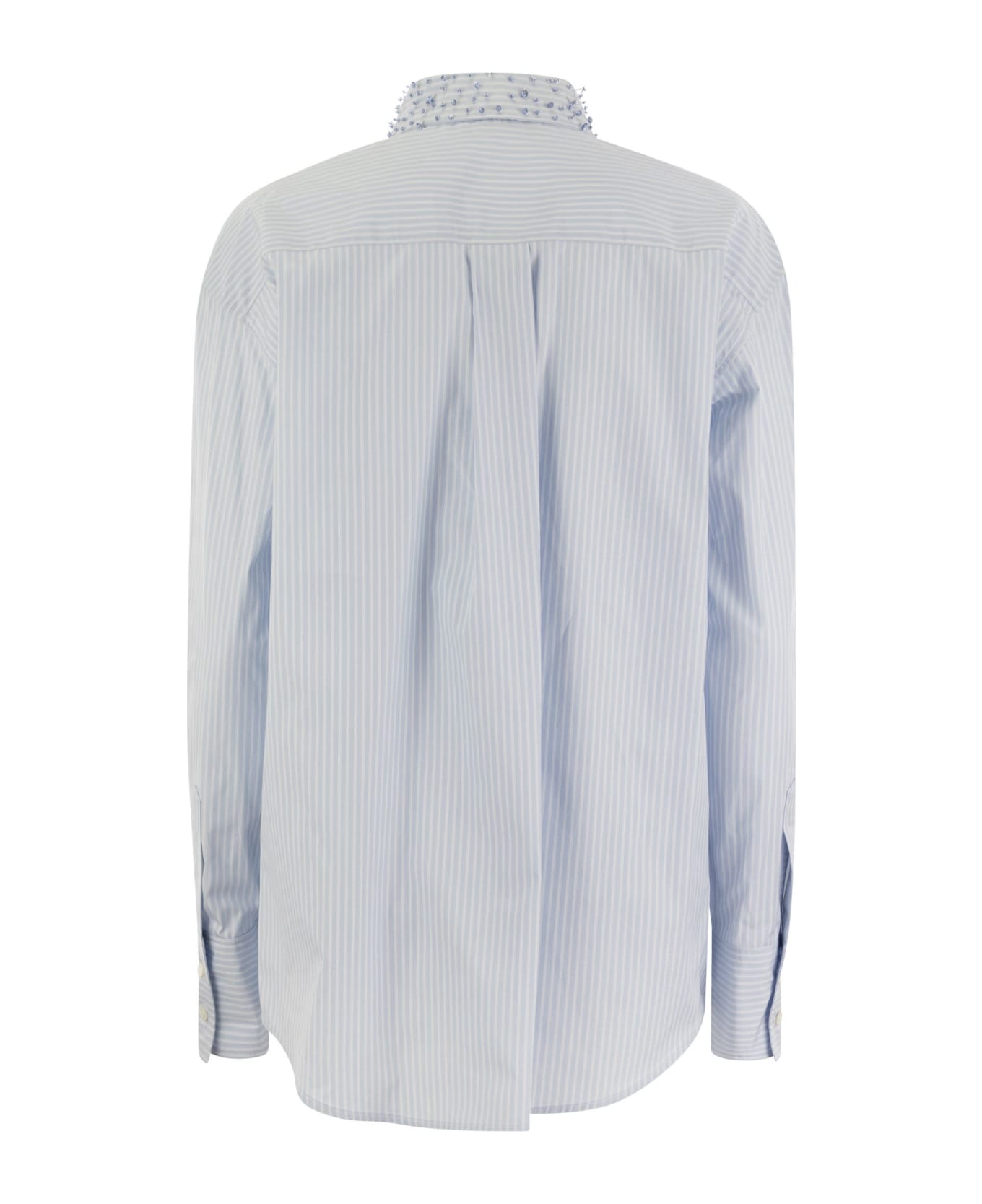 Fabiana Filippi Long Striped Poplin Shirt - Light Blue