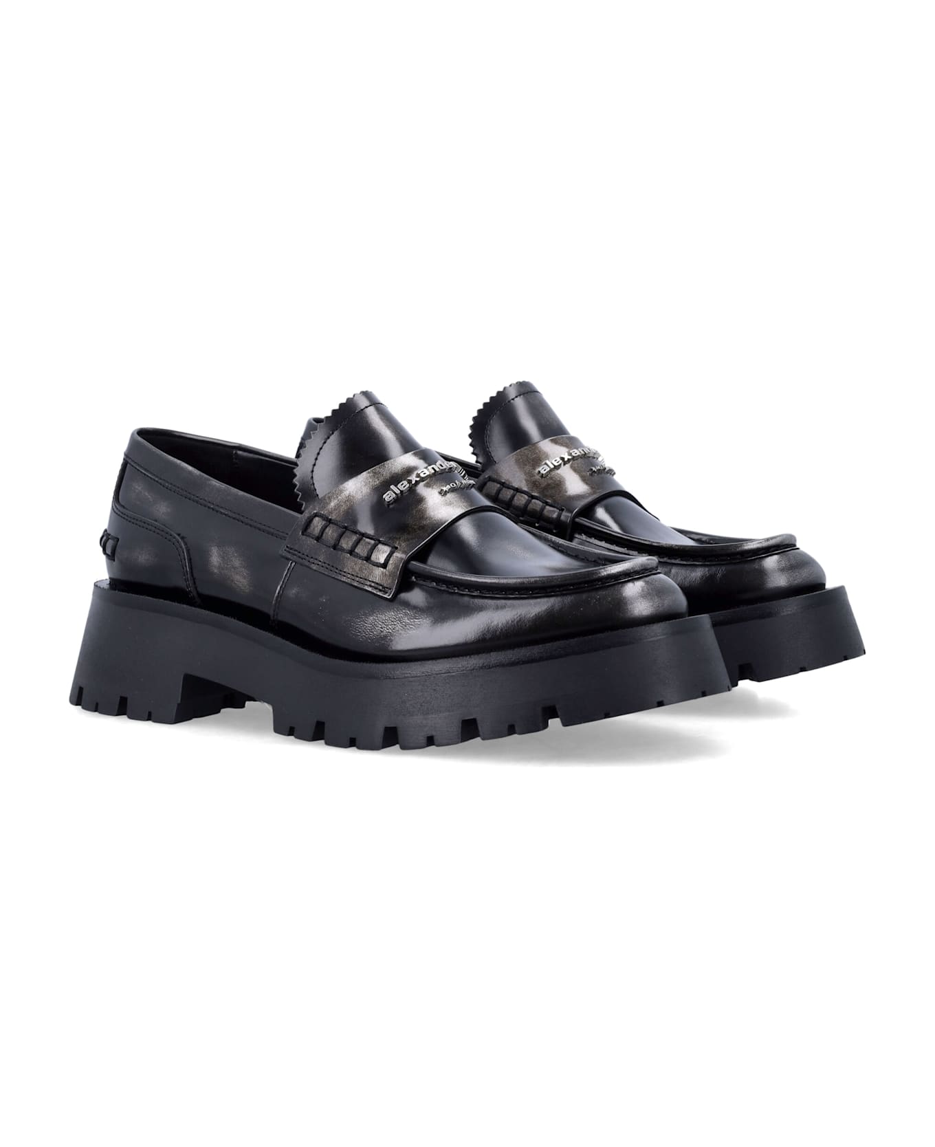 Alexander Wang Two-tone Leather Loafers - BLACK/GREY
