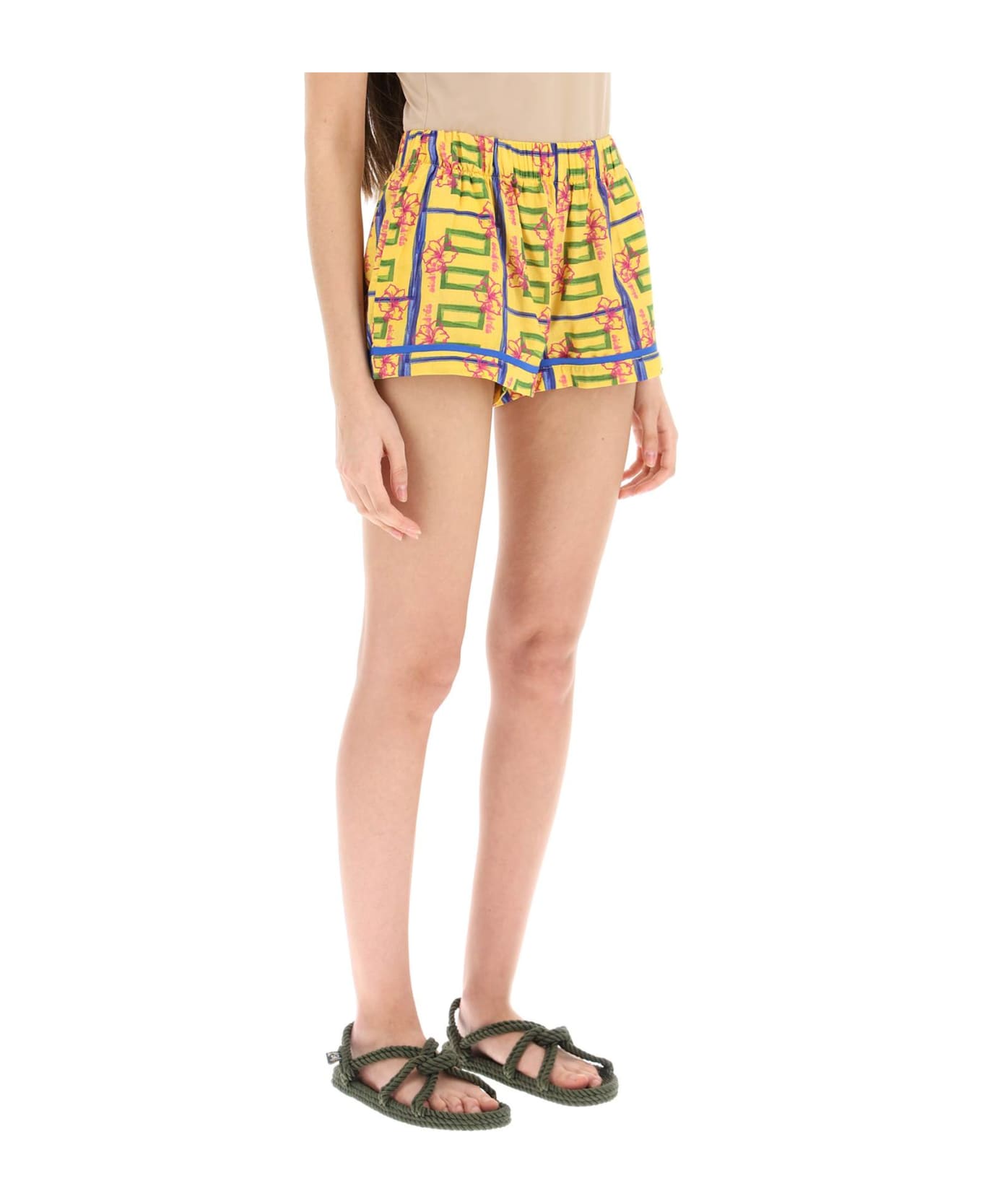 SIEDRES All-over Printed Cotton 'zyon' Shorts - MULTI (Yellow) ショートパンツ