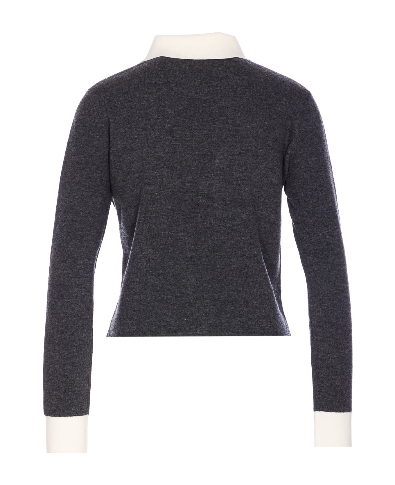 self-portrait Contrast Collar Cardigan - Grey