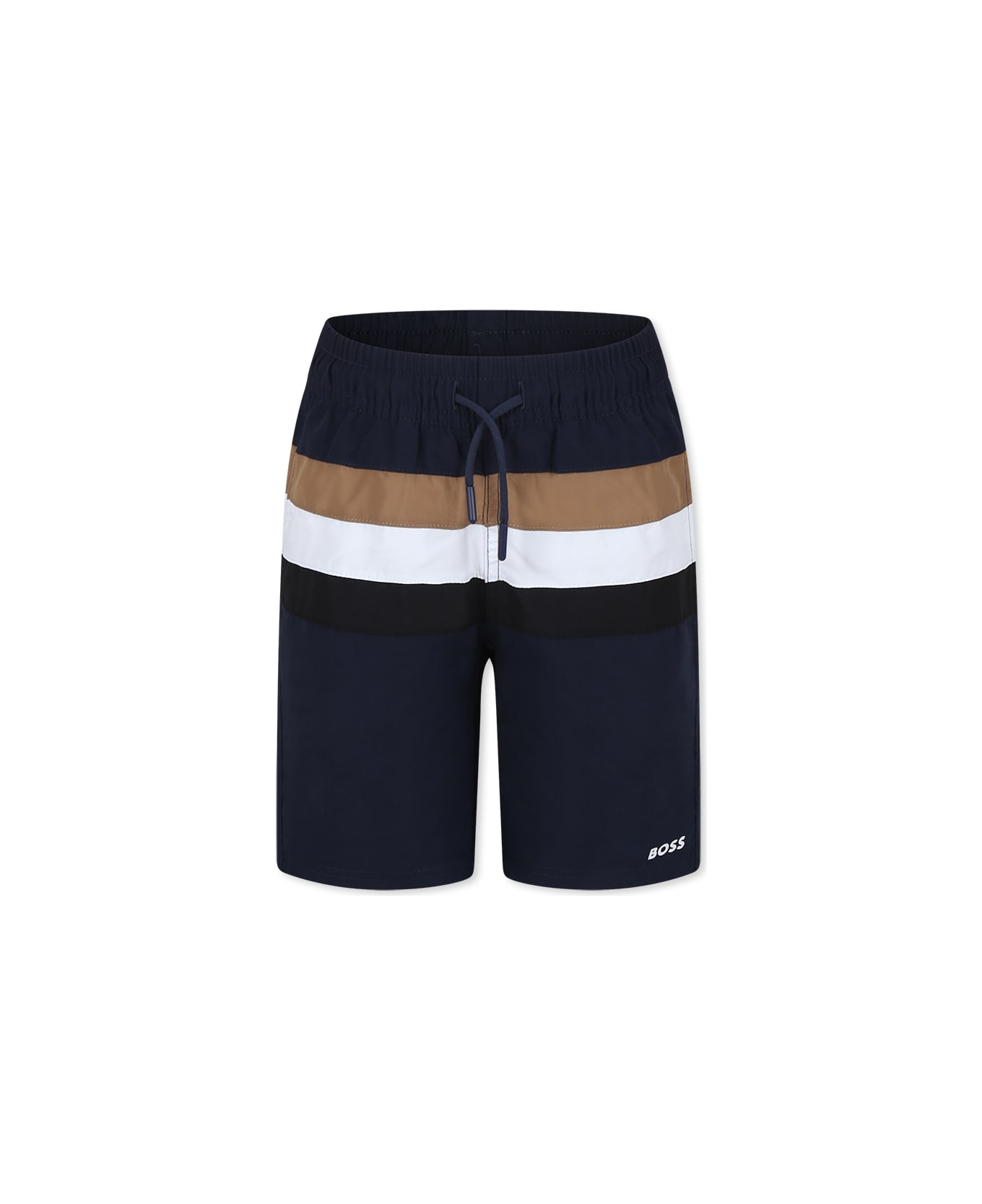 Hugo Boss Blue Swim Shorts For Boy With Logo - Blue