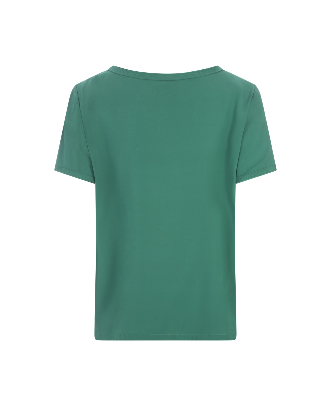Her Shirt Green Opaque Silk T-shirt - Green