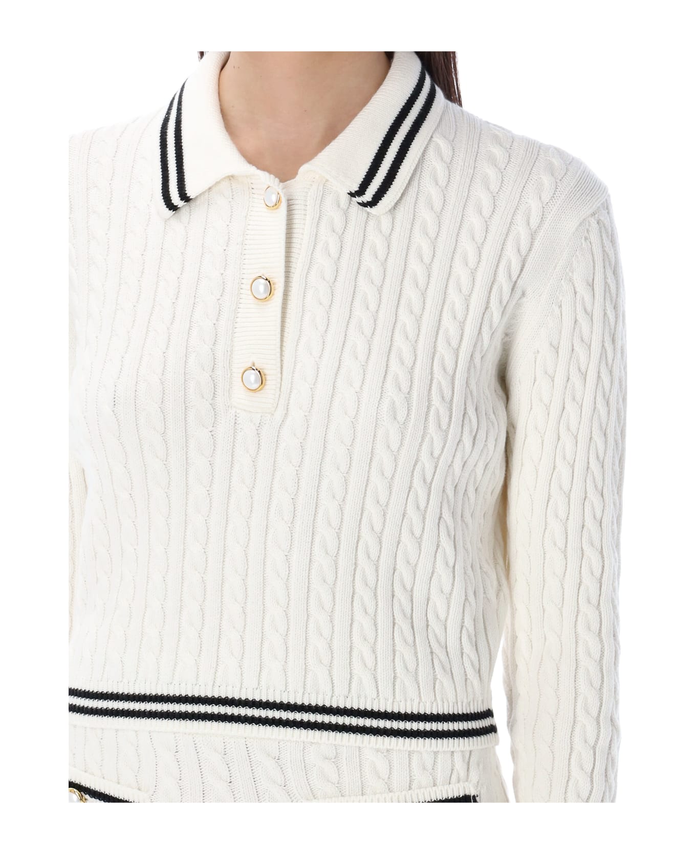 Alessandra Rich Knitted Polo - WHITE