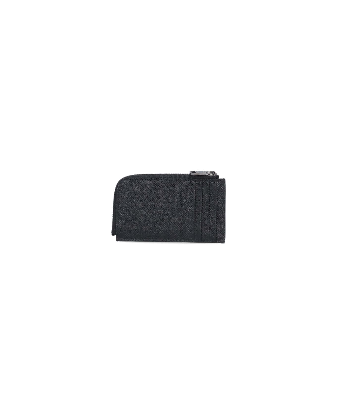 Dolce & Gabbana Logo Zip Card Holder - Black   財布