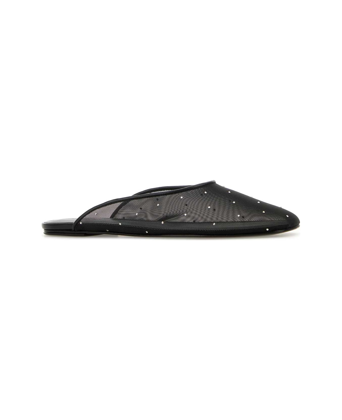 Magda Butrym Black Mesh Slippers - BLACK