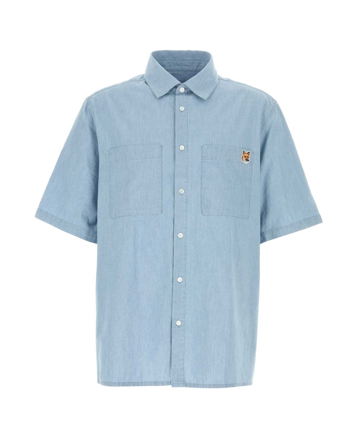 Maison Kitsuné Light Blue Chambray Shirt - INDIGO