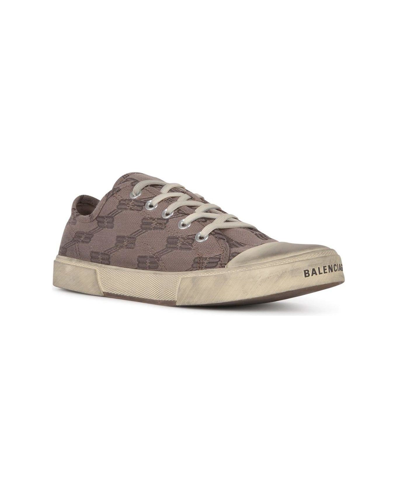 Balenciaga All-over Monogram Print Laced Sneakers - Brown