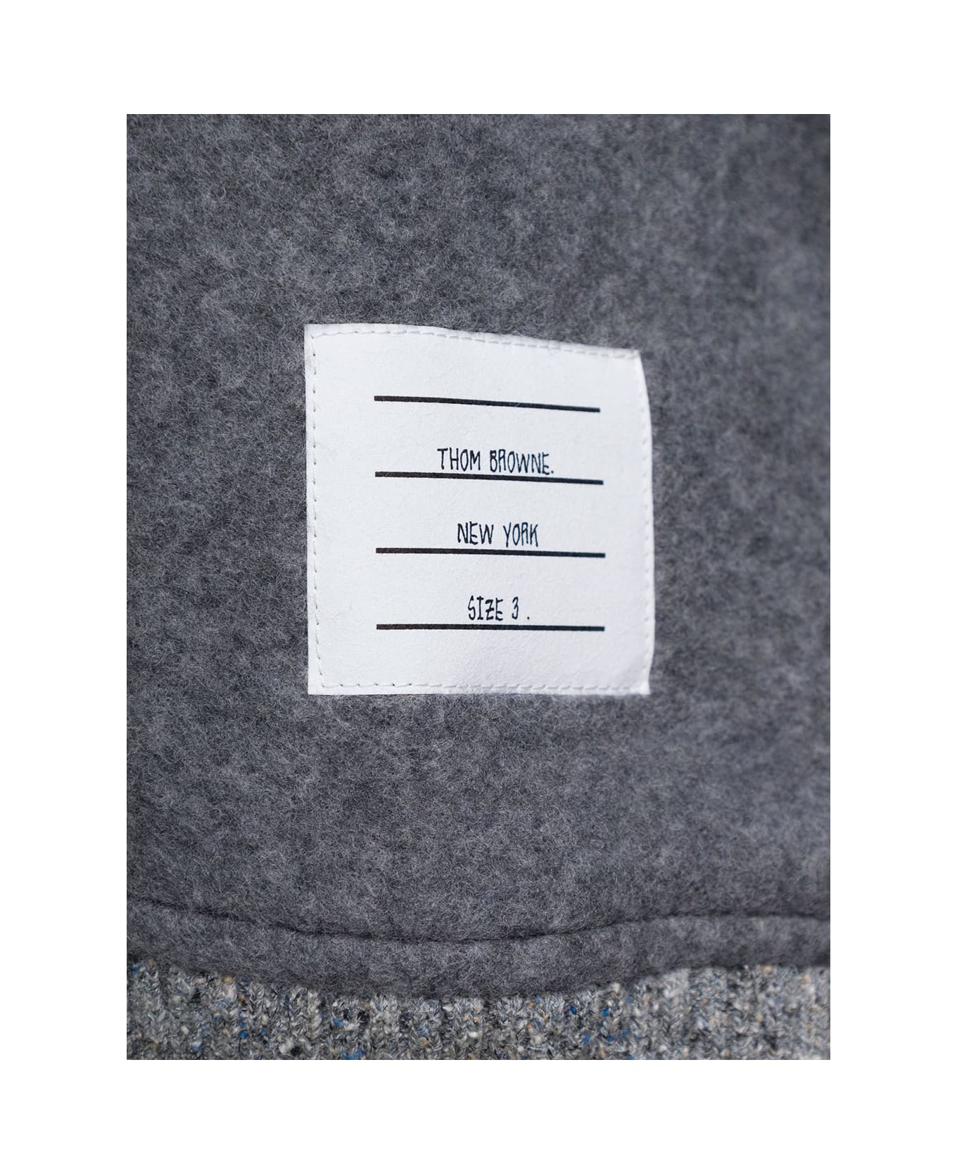 Thom Browne Crewneck Sweatshirt W/ Cb Rwb Stripe In Wool Fleece - Grey