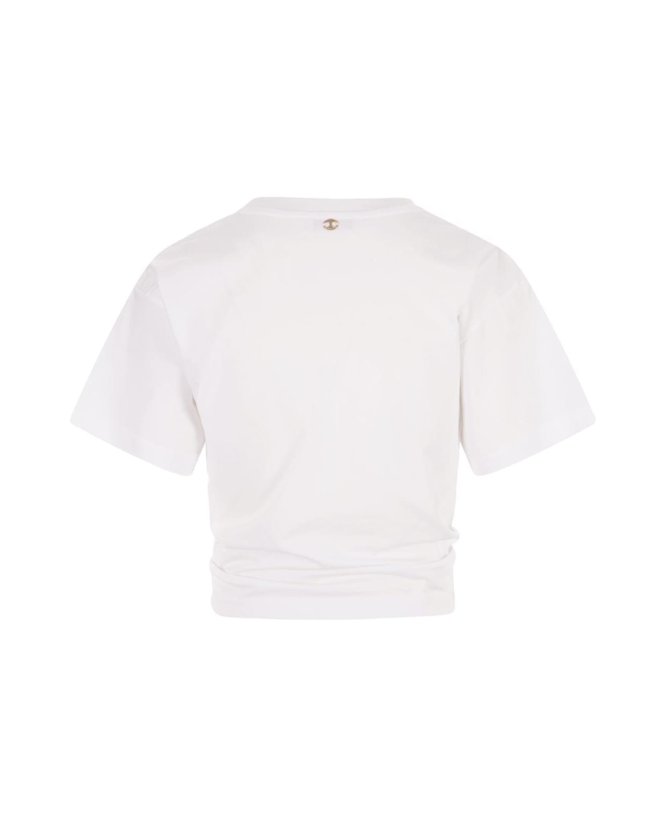 Paco Rabanne Ring-embellished Cropped T-shirt - Beige