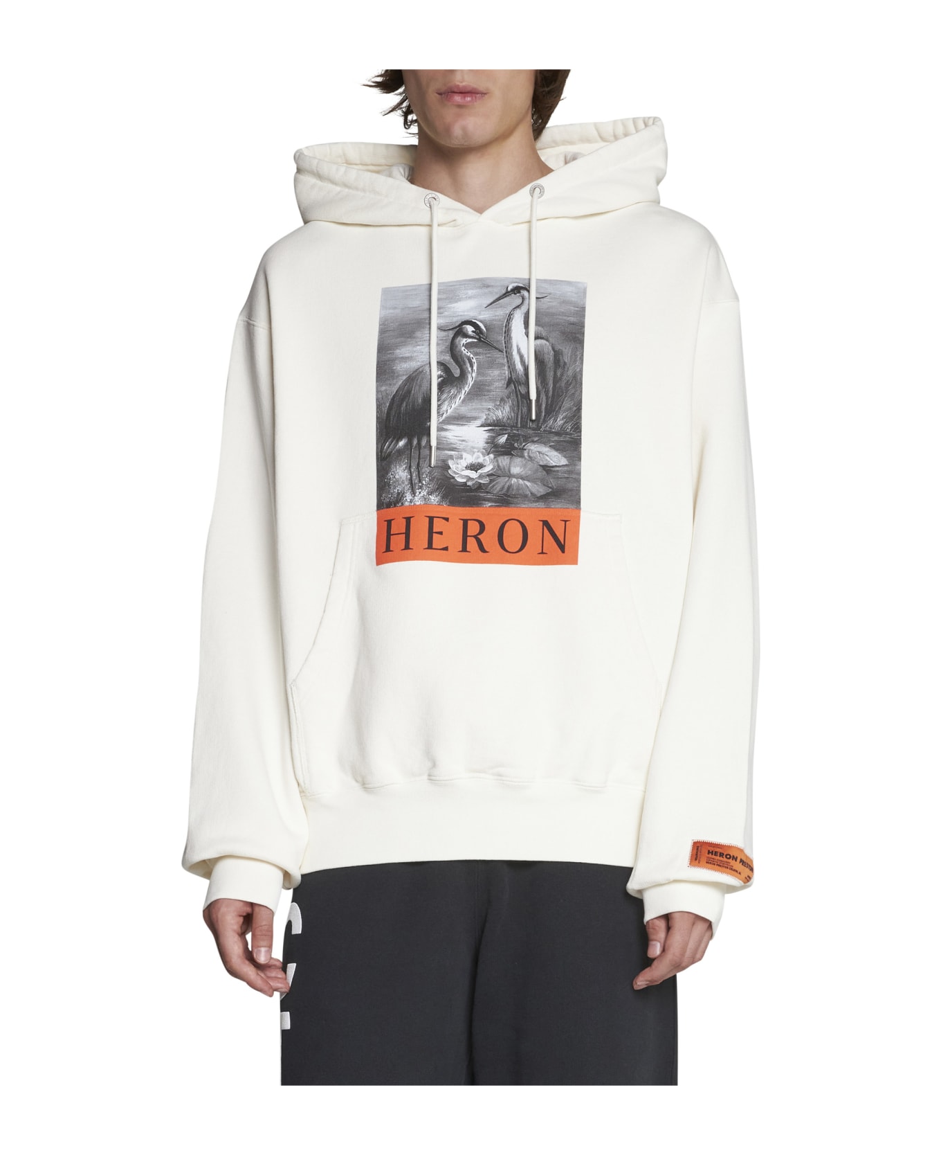 HERON PRESTON Hoodie With Print - White/black フリース
