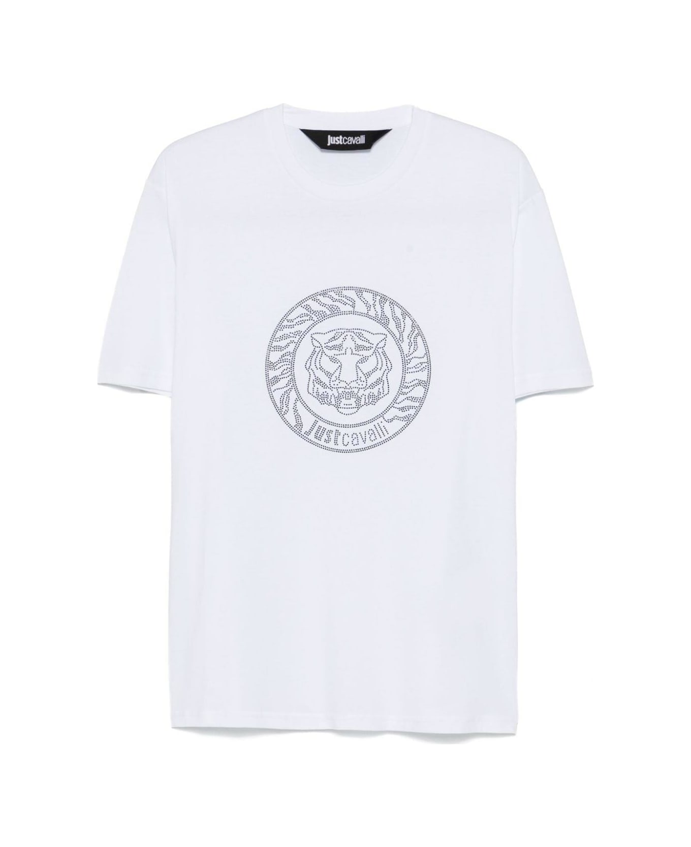 Just Cavalli Logo Embellished Crewneck T-shirt - White