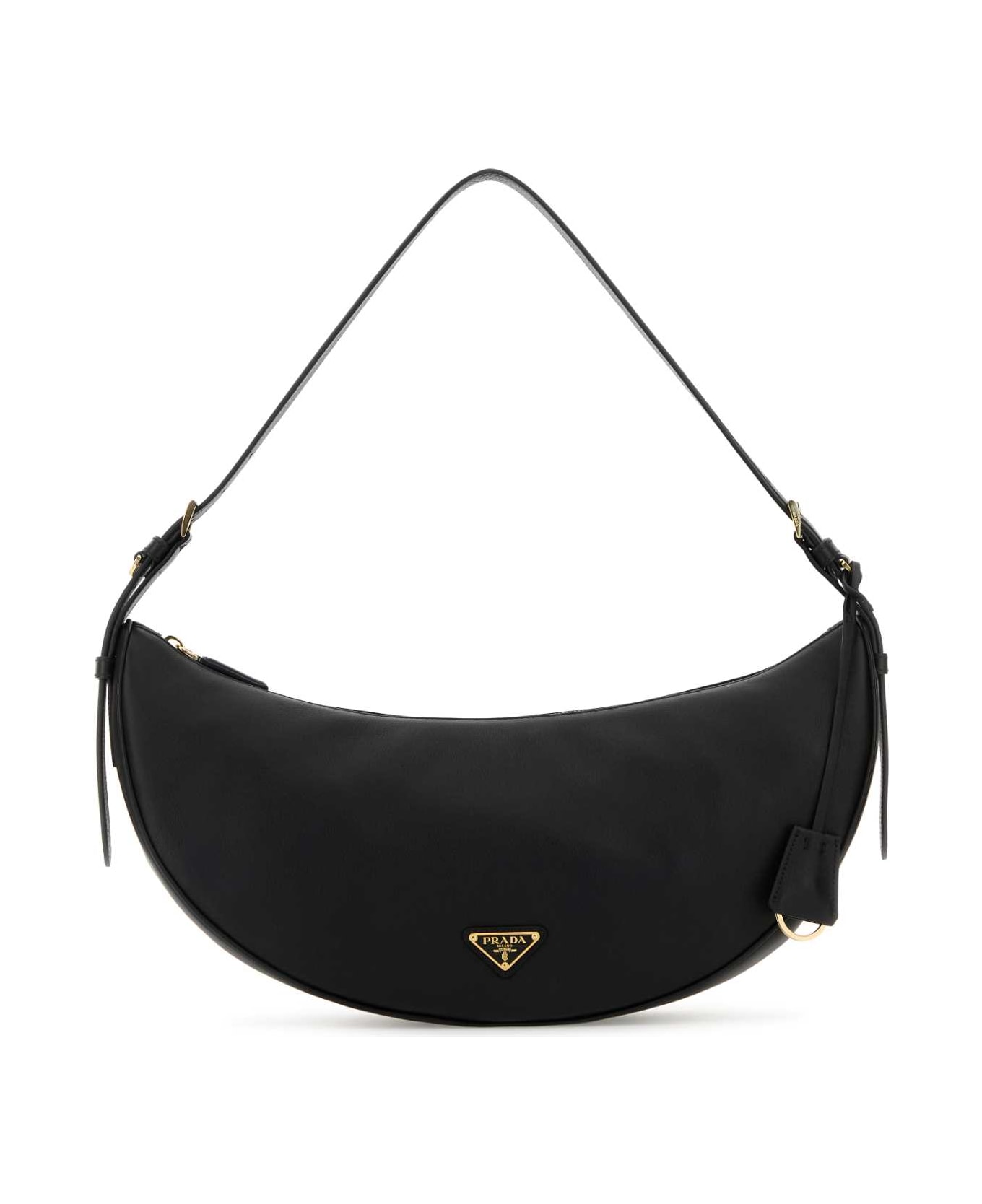 Prada Black Leather Large Prada Demi-lune Crossbody Bag - NERO