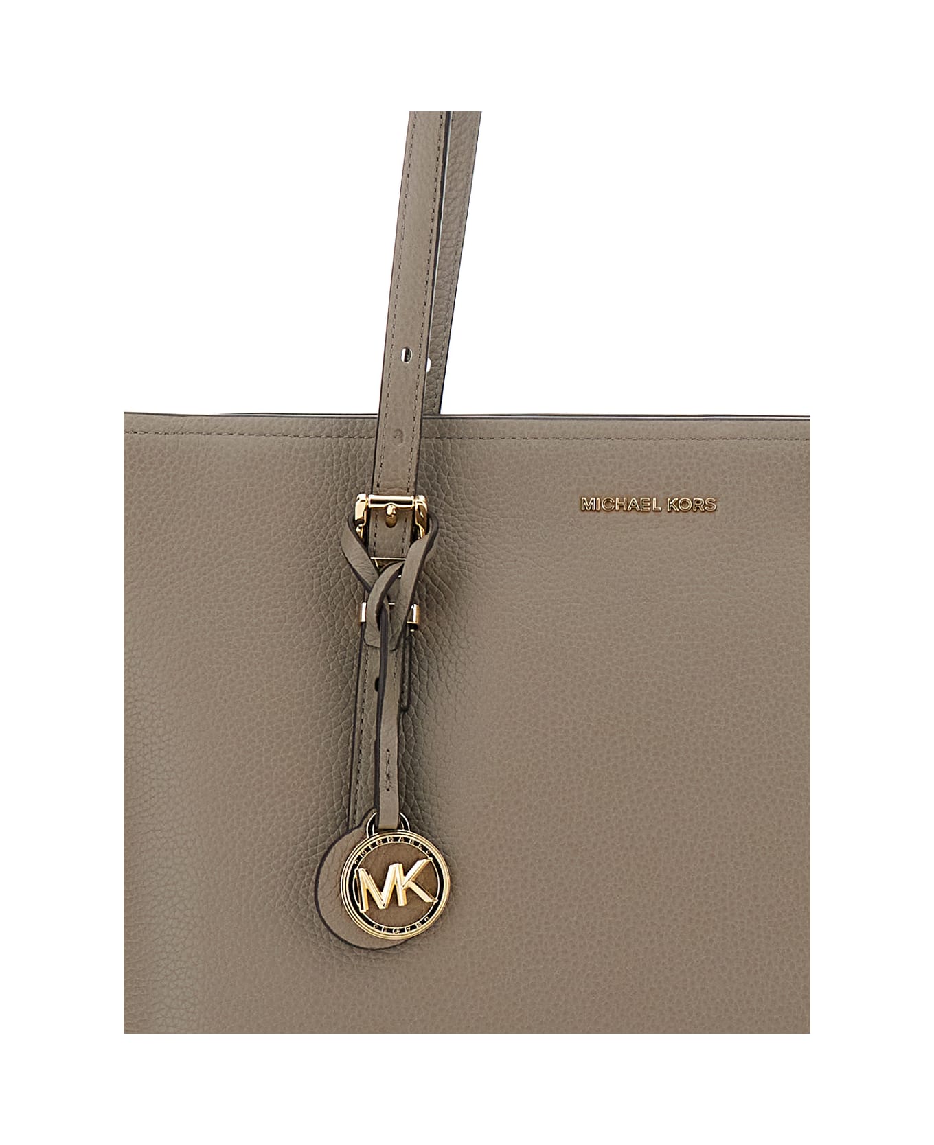 MICHAEL Michael Kors 
quinn
 Grey Medium Tote Bag With Removable Logo Charm And Embossed Logo Lettering On The Front In Grained Leather Woman - Grey トートバッグ
