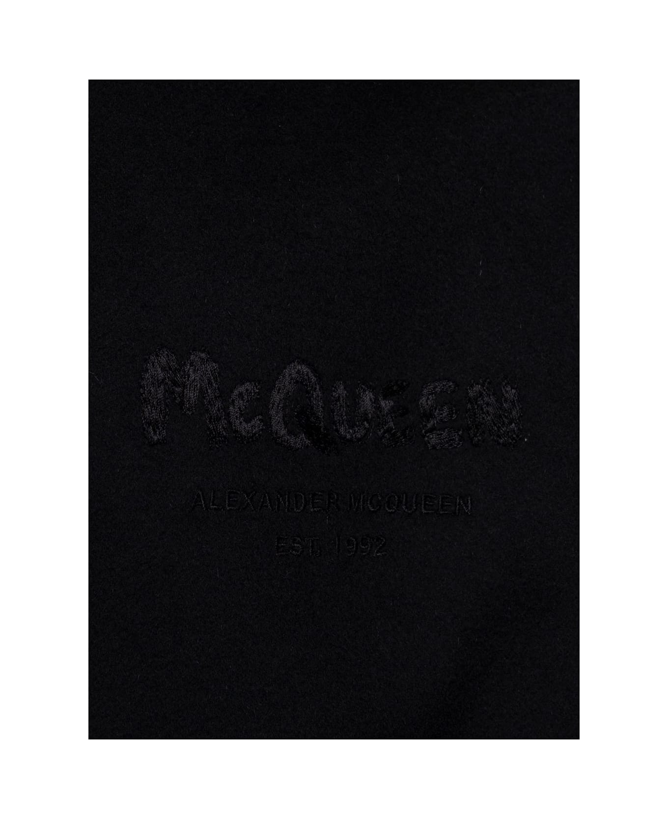 Alexander McQueen Man's Black Bomber Wool And Leather Jacket - BLACK