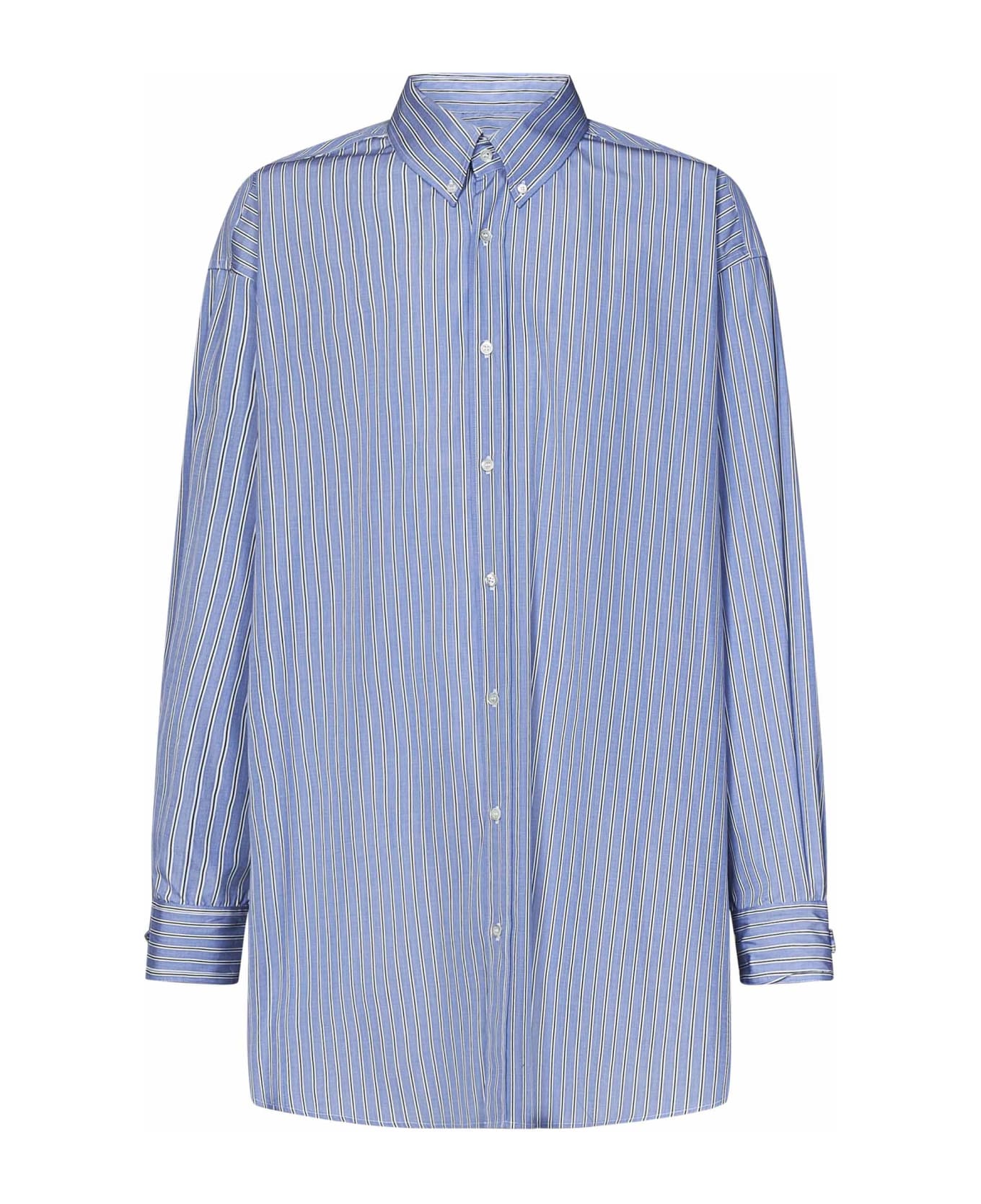 Maison Margiela Striped Oversize Shirt - Blue シャツ
