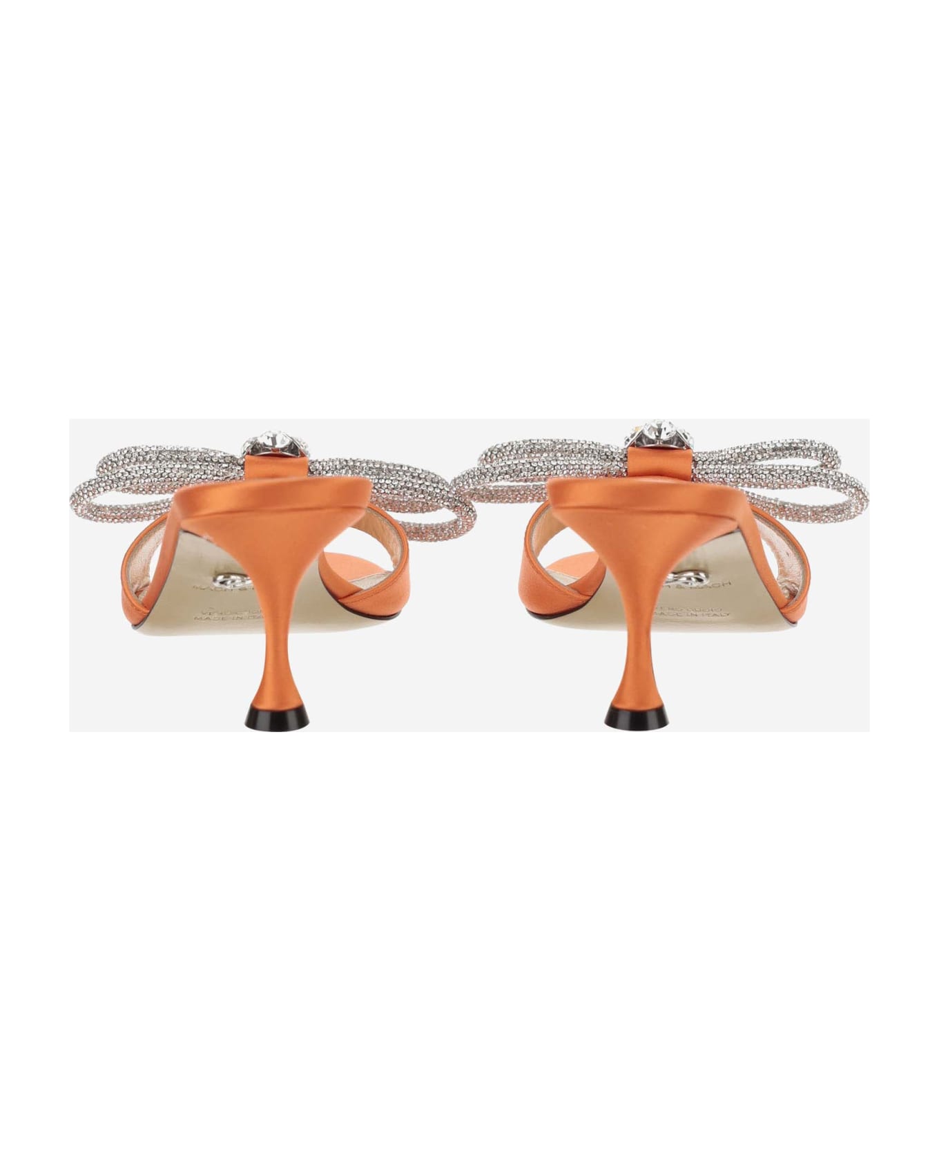 Mach & Mach Silk Satin Mules With Bow - Orange