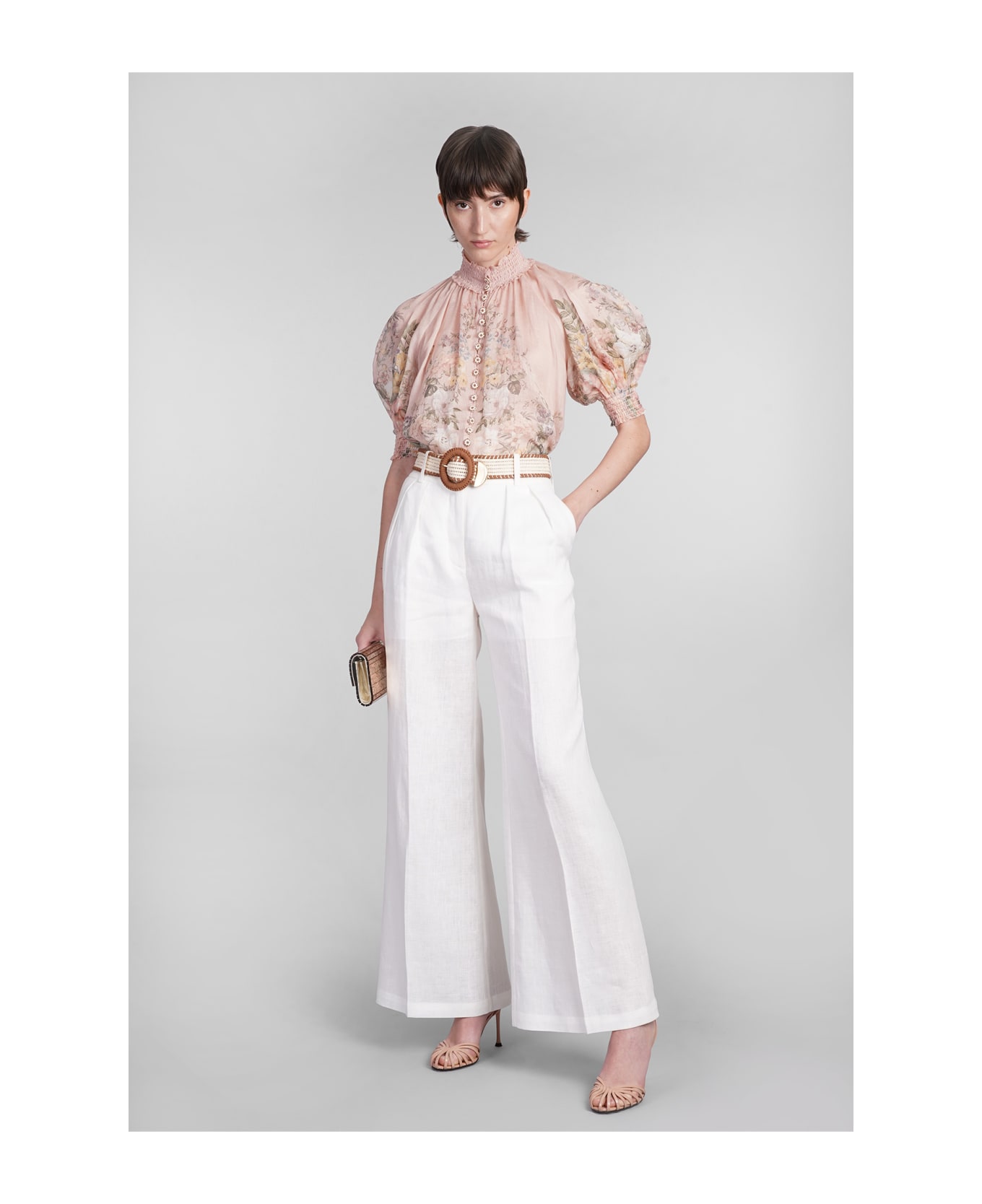 Zimmermann Pants In White Linen - white