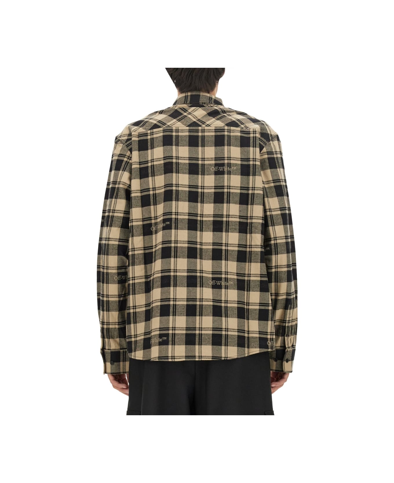 Off-White Check Print Shirt - BEIGE シャツ