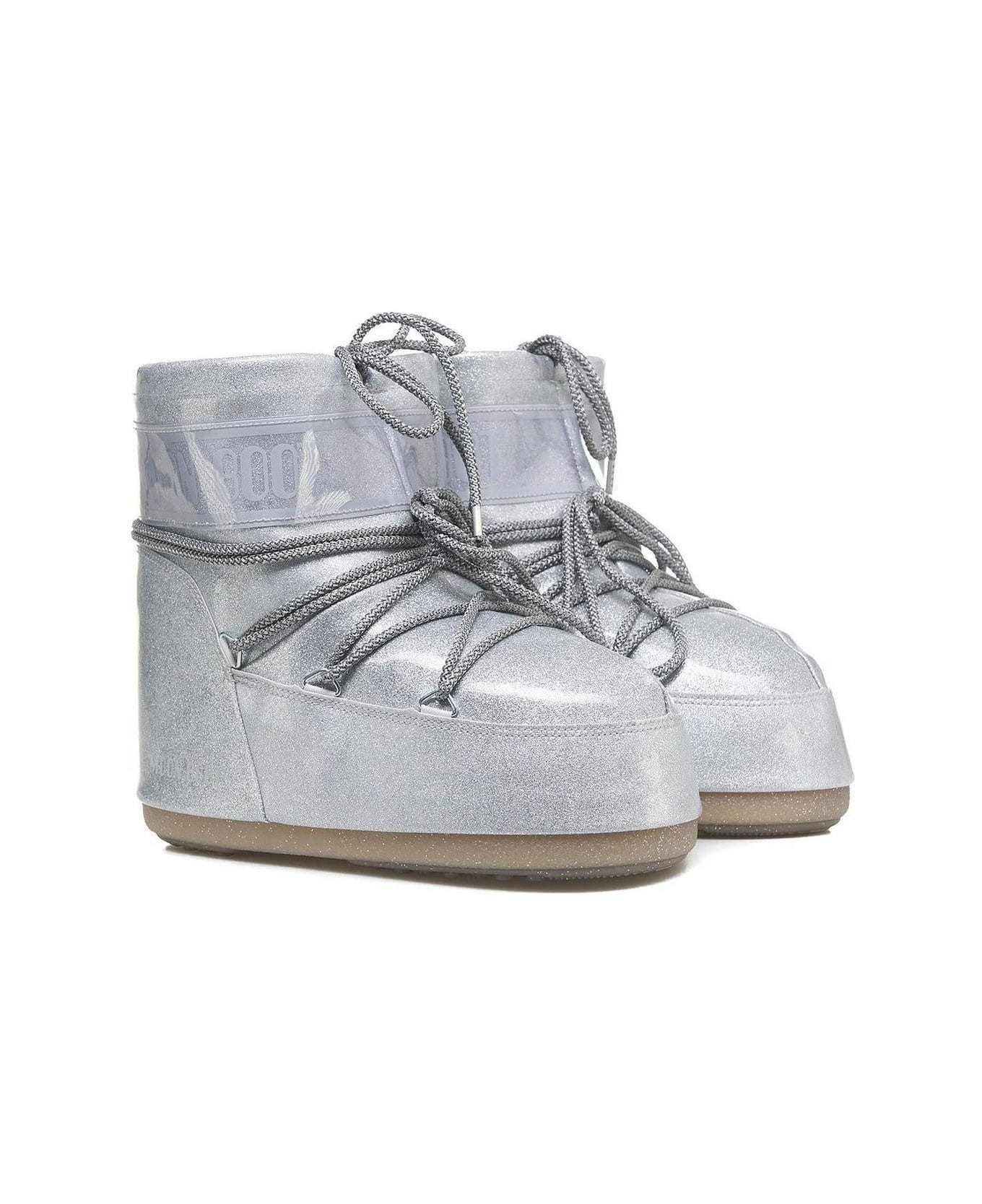 Moon Boot Icon Low Glitter Lace-up Boots - Argento