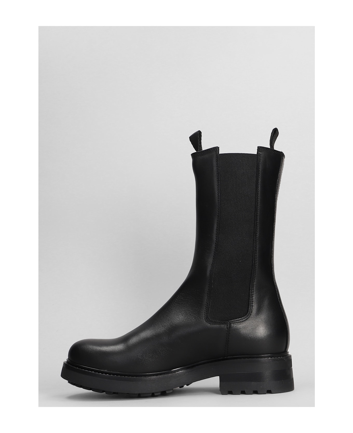 Julie Dee Combat Boots In Black Leather - black